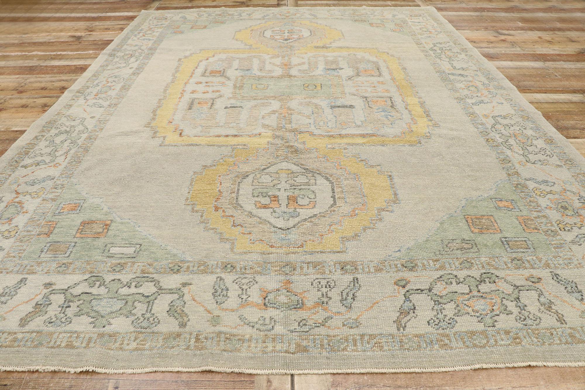 New Contemporary Turkish Oushak Rug with Transitional Tribal Style For Sale 2