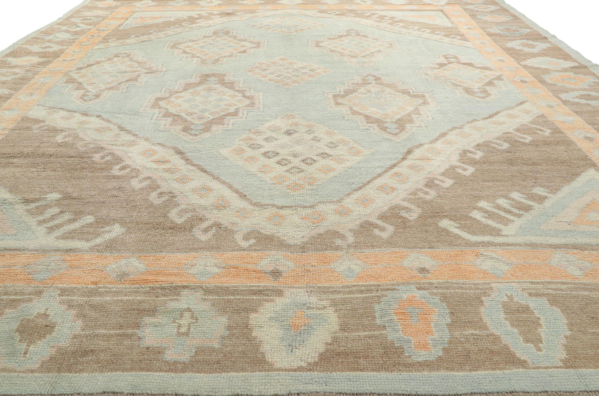 New Contemporary Turkish Oushak Rug with Bohemian Tribal Style In New Condition For Sale In Dallas, TX