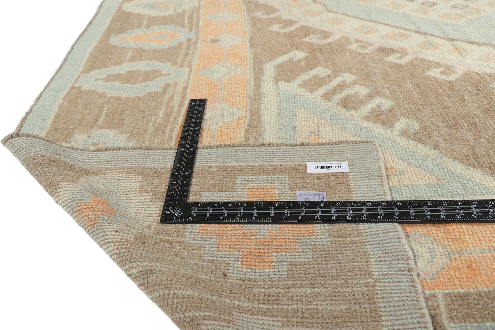 Wool New Contemporary Turkish Oushak Rug with Bohemian Tribal Style For Sale