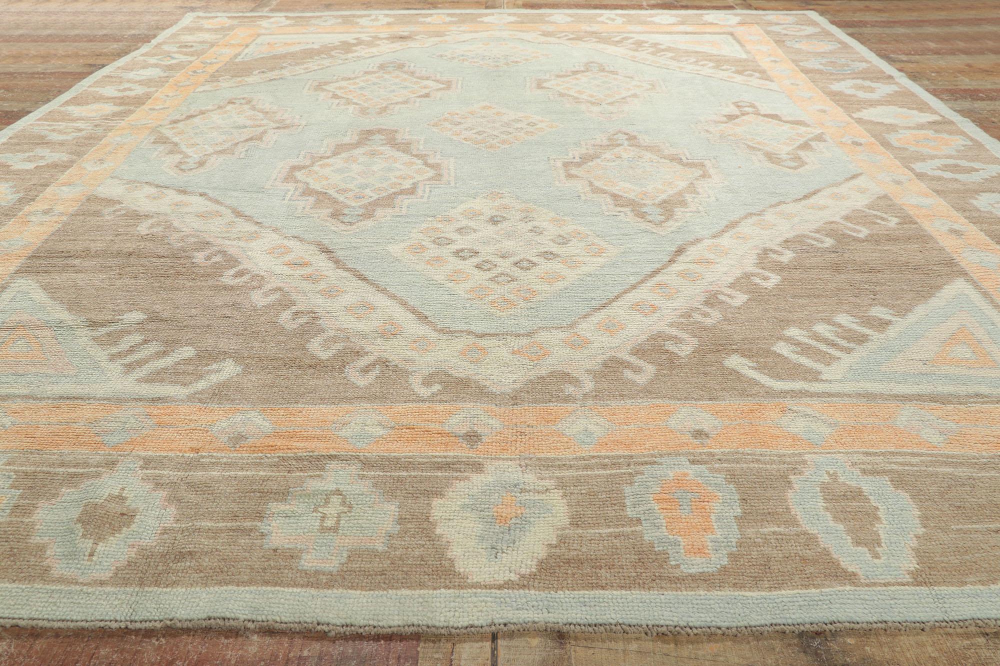 New Contemporary Turkish Oushak Rug with Bohemian Tribal Style For Sale 2
