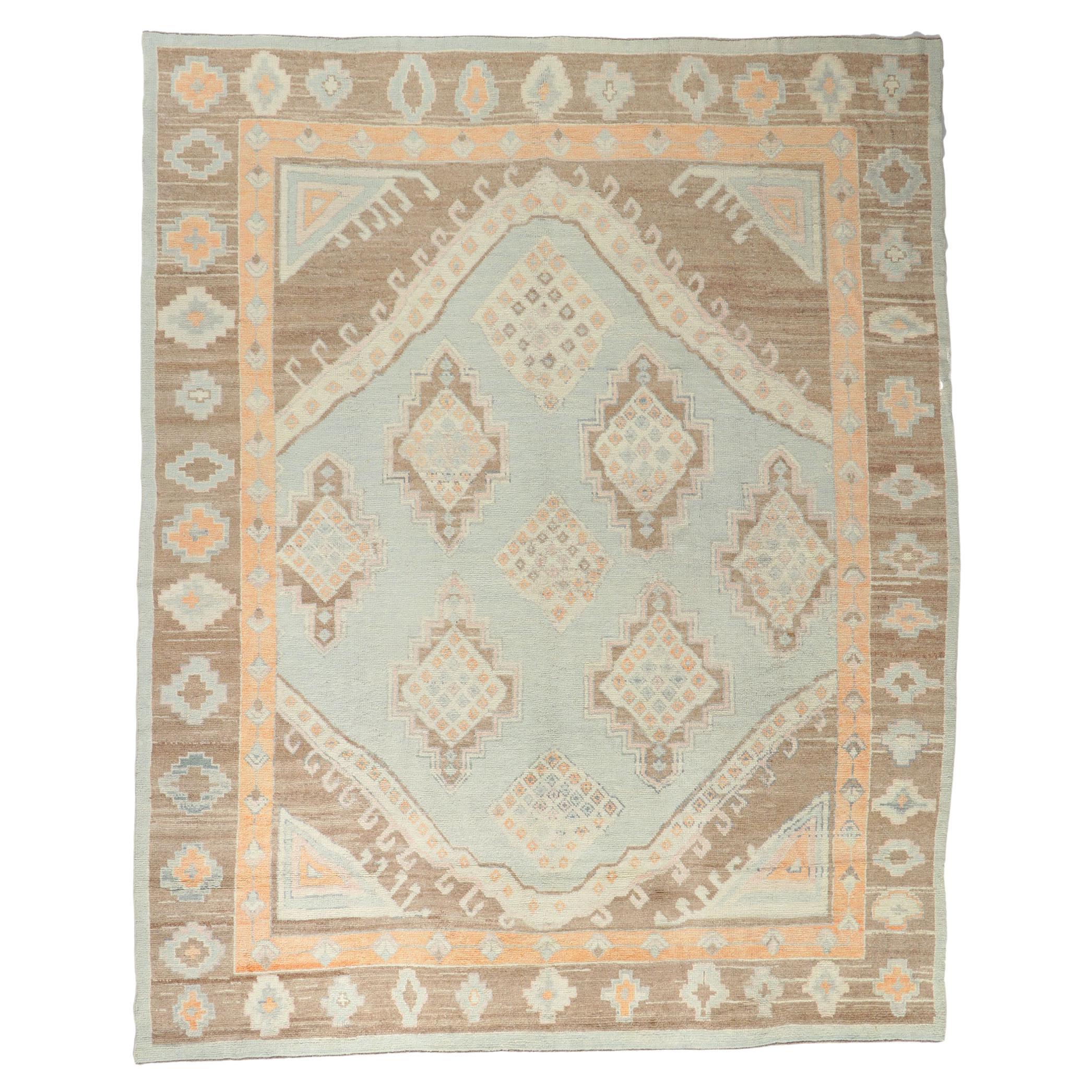 New Contemporary Turkish Oushak Rug with Bohemian Tribal Style For Sale