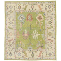 New Contemporary Turkish Oushak Rug with Tropical French Polynesian Style