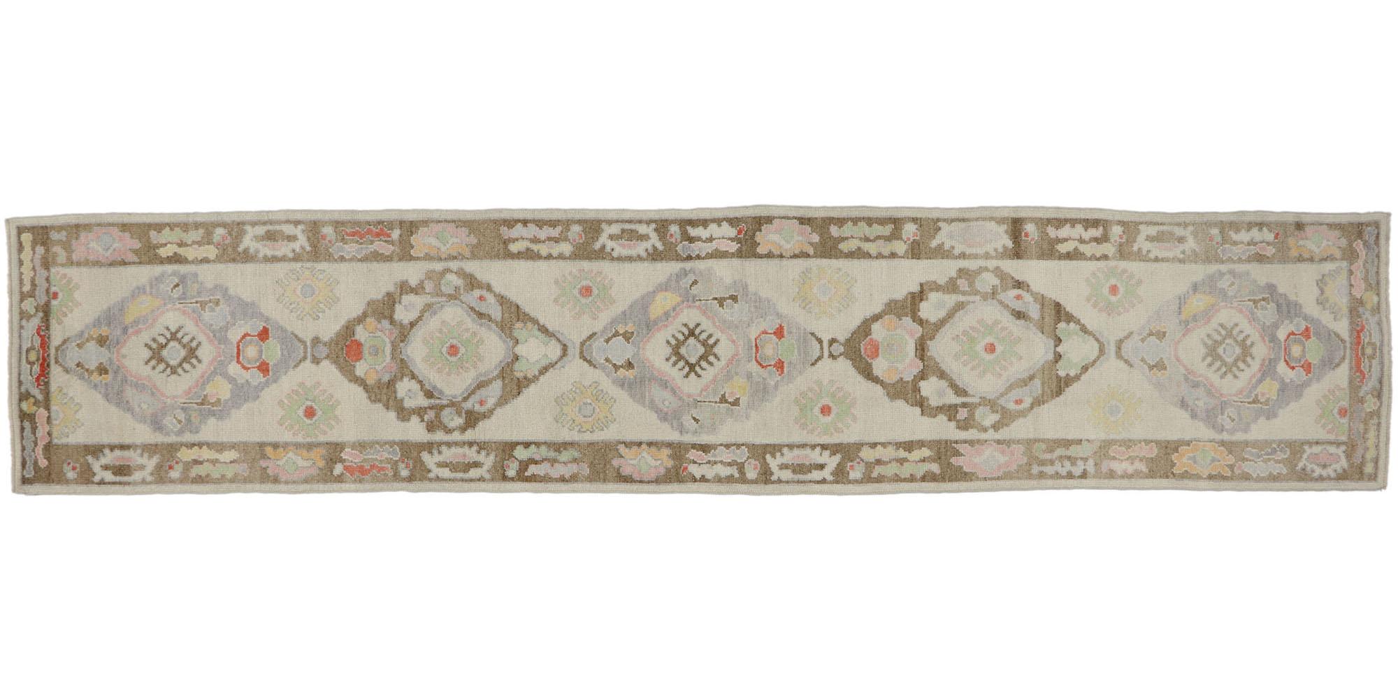New Contemporary Turkish Oushak Runner with Bohemian Style For Sale 4