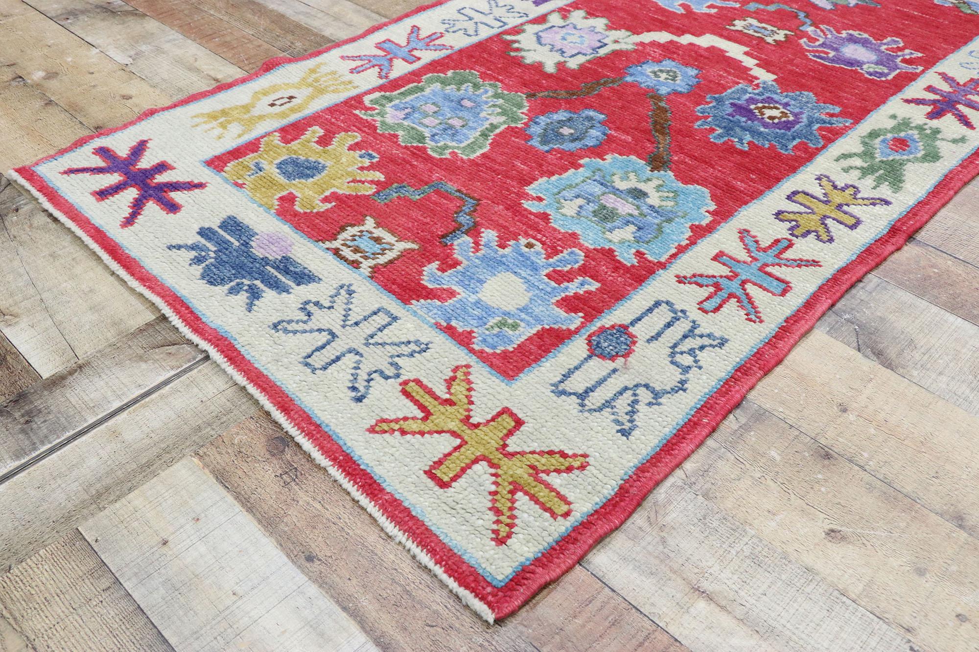 New Contemporary Turkish Oushak Runner with Modern Nautical Style For Sale 1