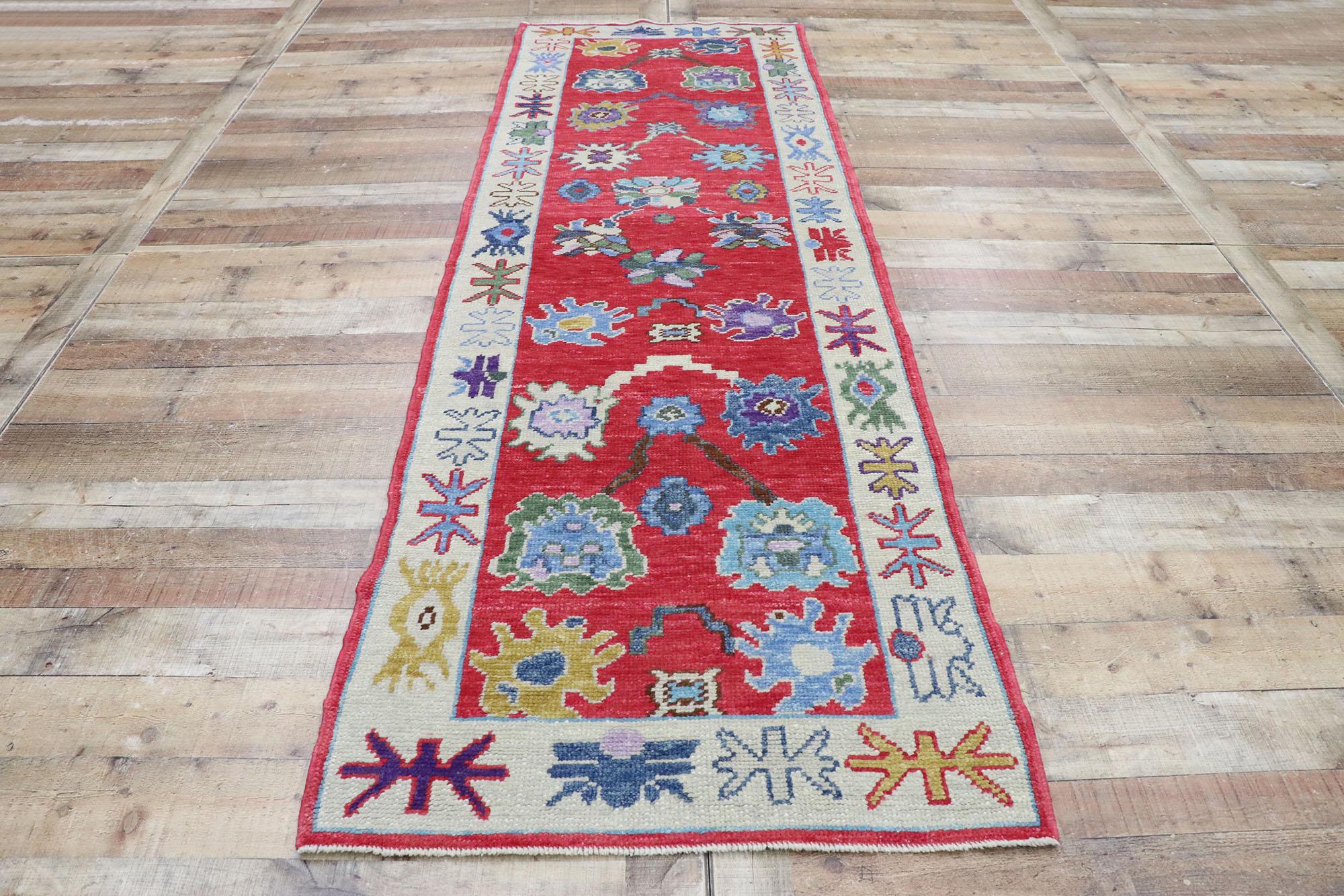 New Contemporary Turkish Oushak Runner with Modern Nautical Style For Sale 2