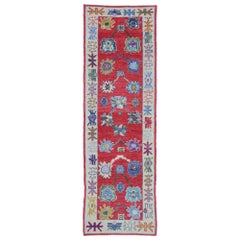 New Contemporary Turkish Oushak Runner with Modern Nautical Style