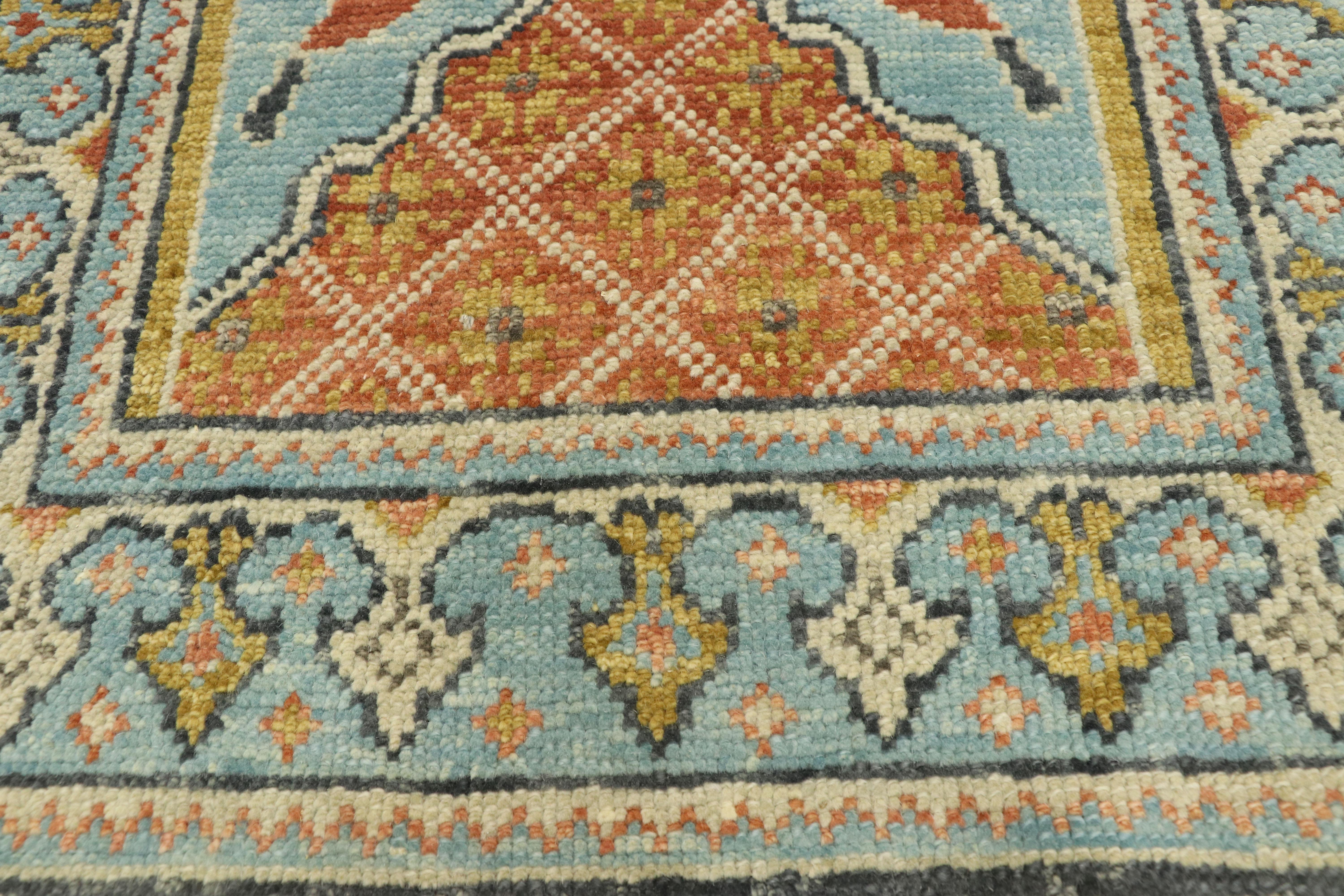 New Contemporary Turkish Oushak Runner with Modern Italian Cottage Style In New Condition For Sale In Dallas, TX