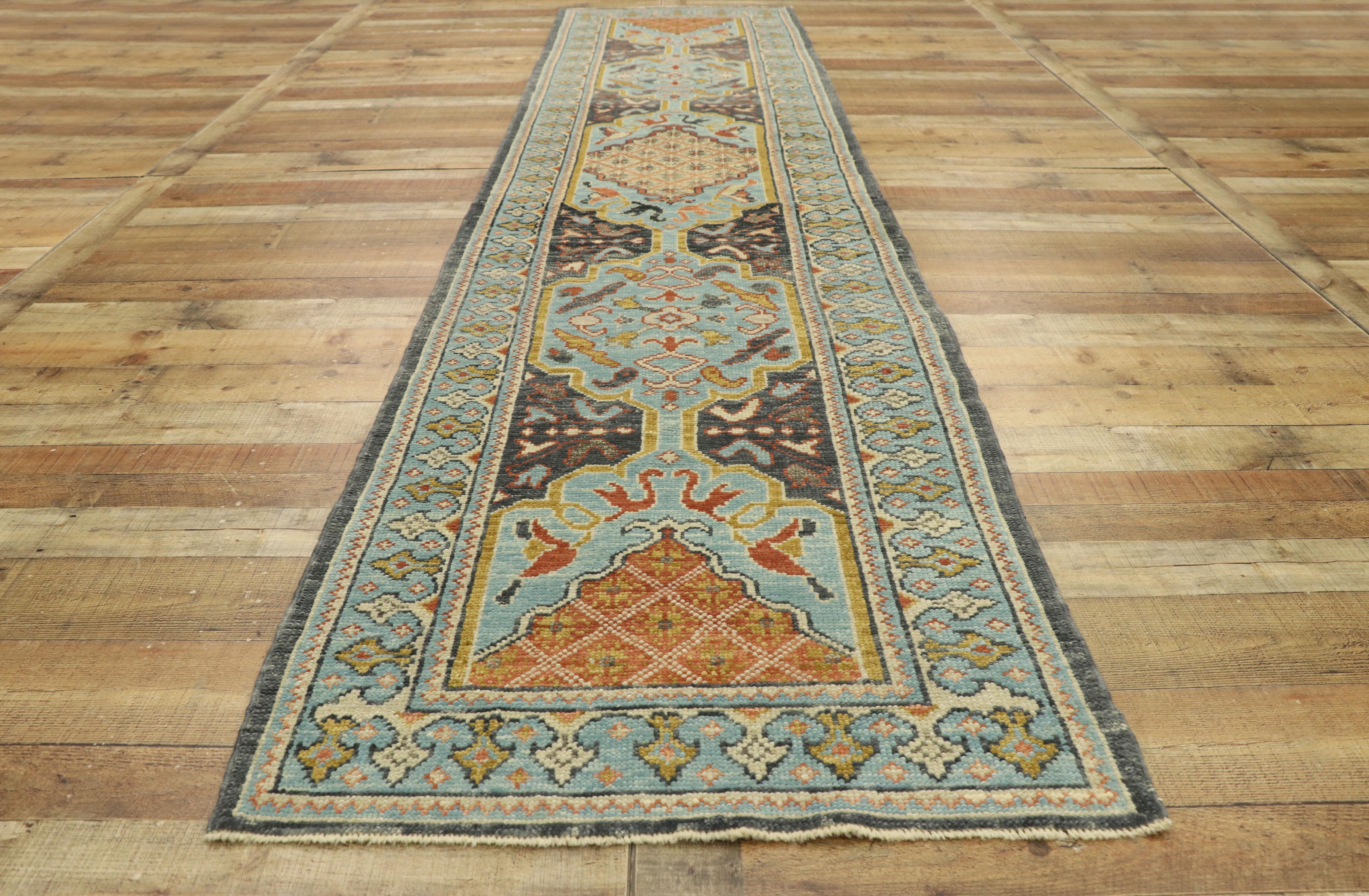 New Contemporary Turkish Oushak Runner with Modern Italian Cottage Style For Sale 2