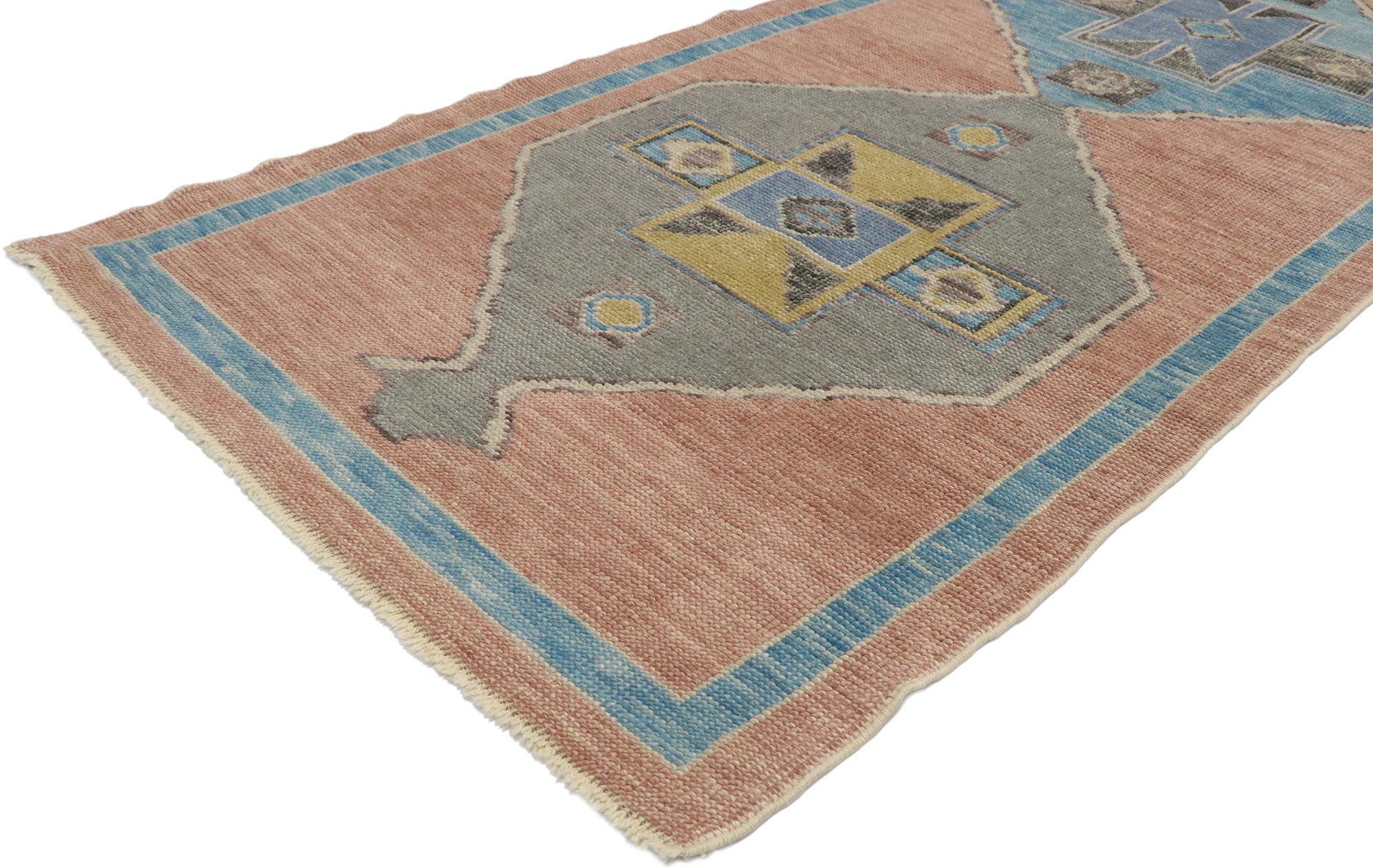 Hand-Knotted New Contemporary Santa Fe Southwest Modern Turkish Oushak Rug For Sale