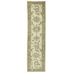 New Contemporary Turkish Oushak Runner with Modern Plantation Style