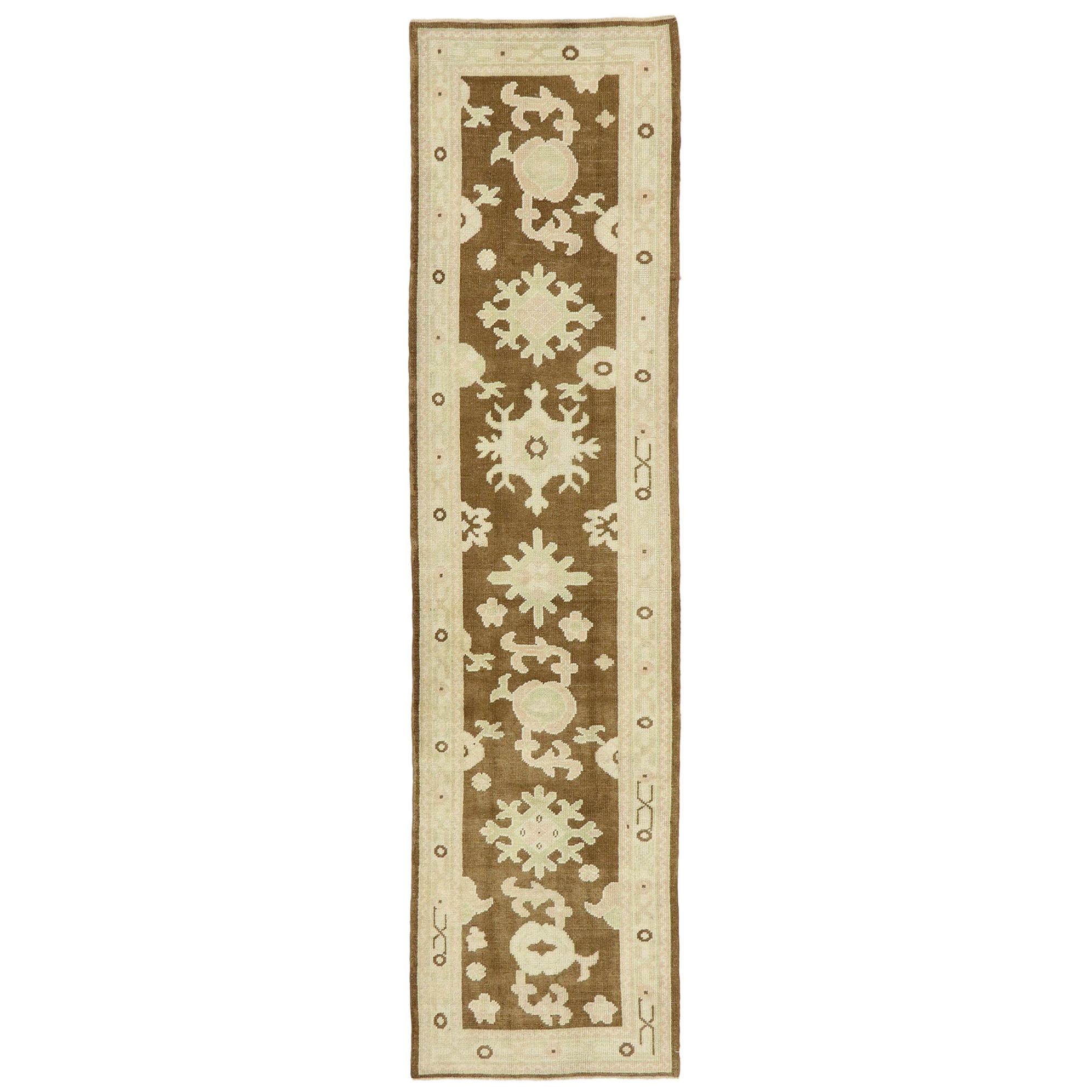 New Contemporary Turkish Oushak Runner with Modern Shaker Style For Sale