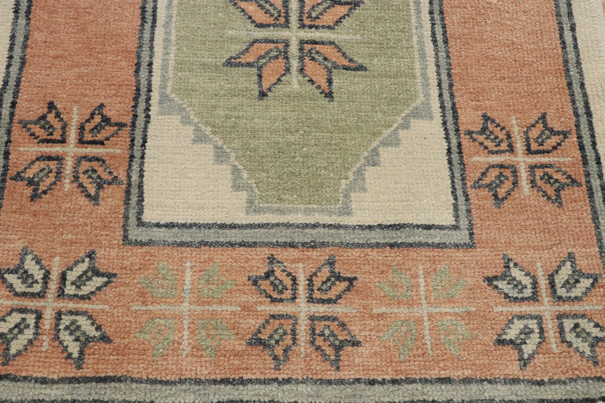 Wool New Contemporary Turkish Oushak Runner with Modern Spanish Colonial Style For Sale