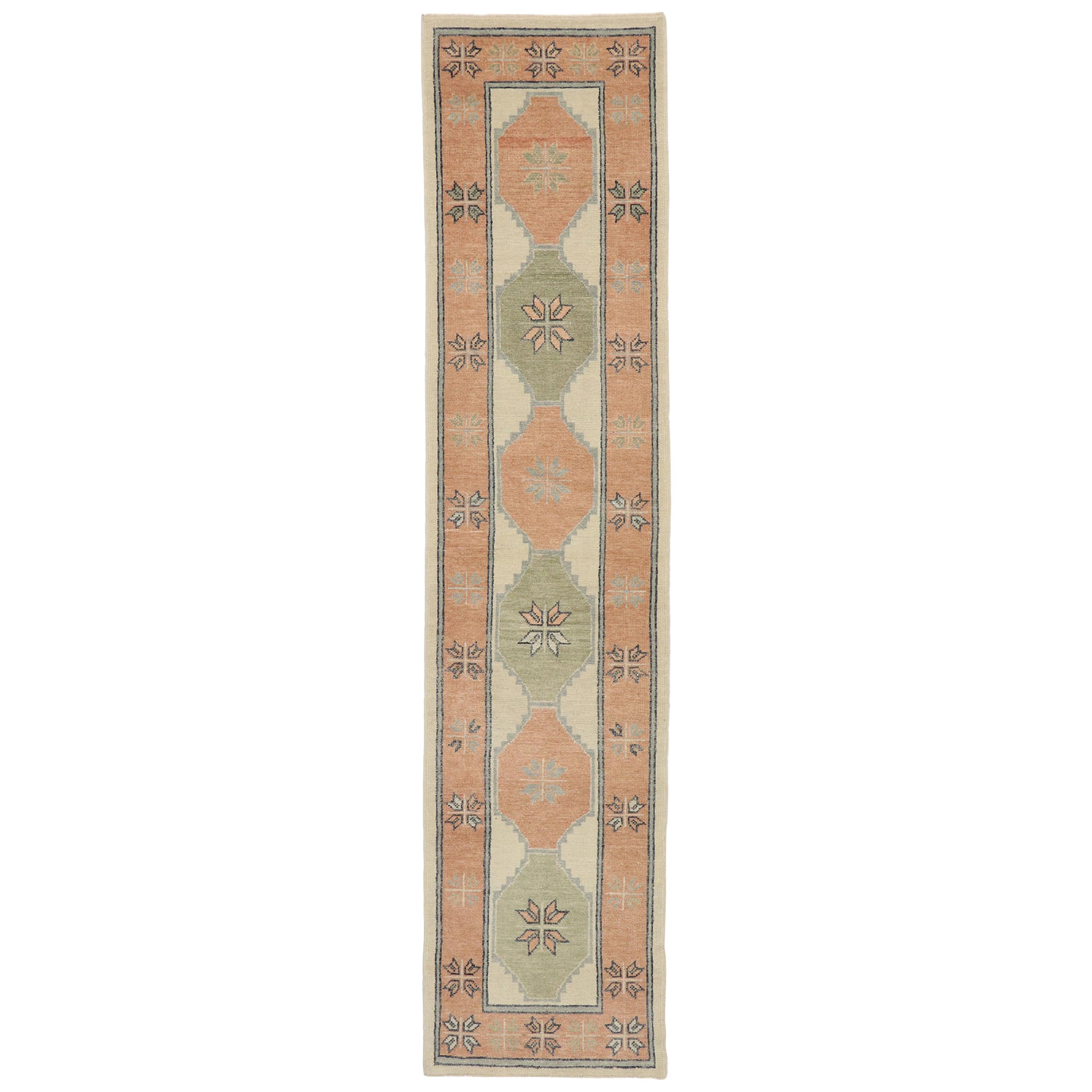New Contemporary Turkish Oushak Runner with Modern Spanish Colonial Style For Sale