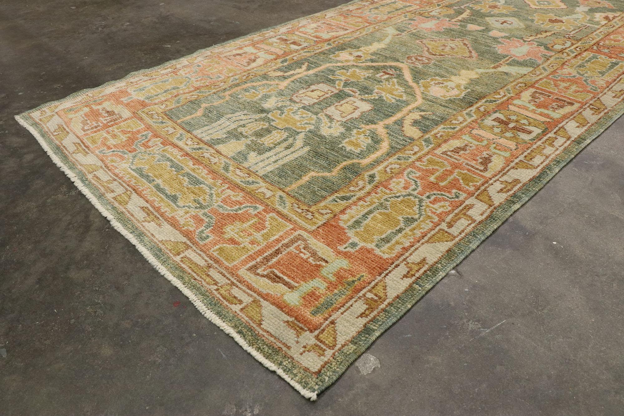 New Contemporary Turkish Oushak Runner with Modern Spanish Revival Style For Sale 1