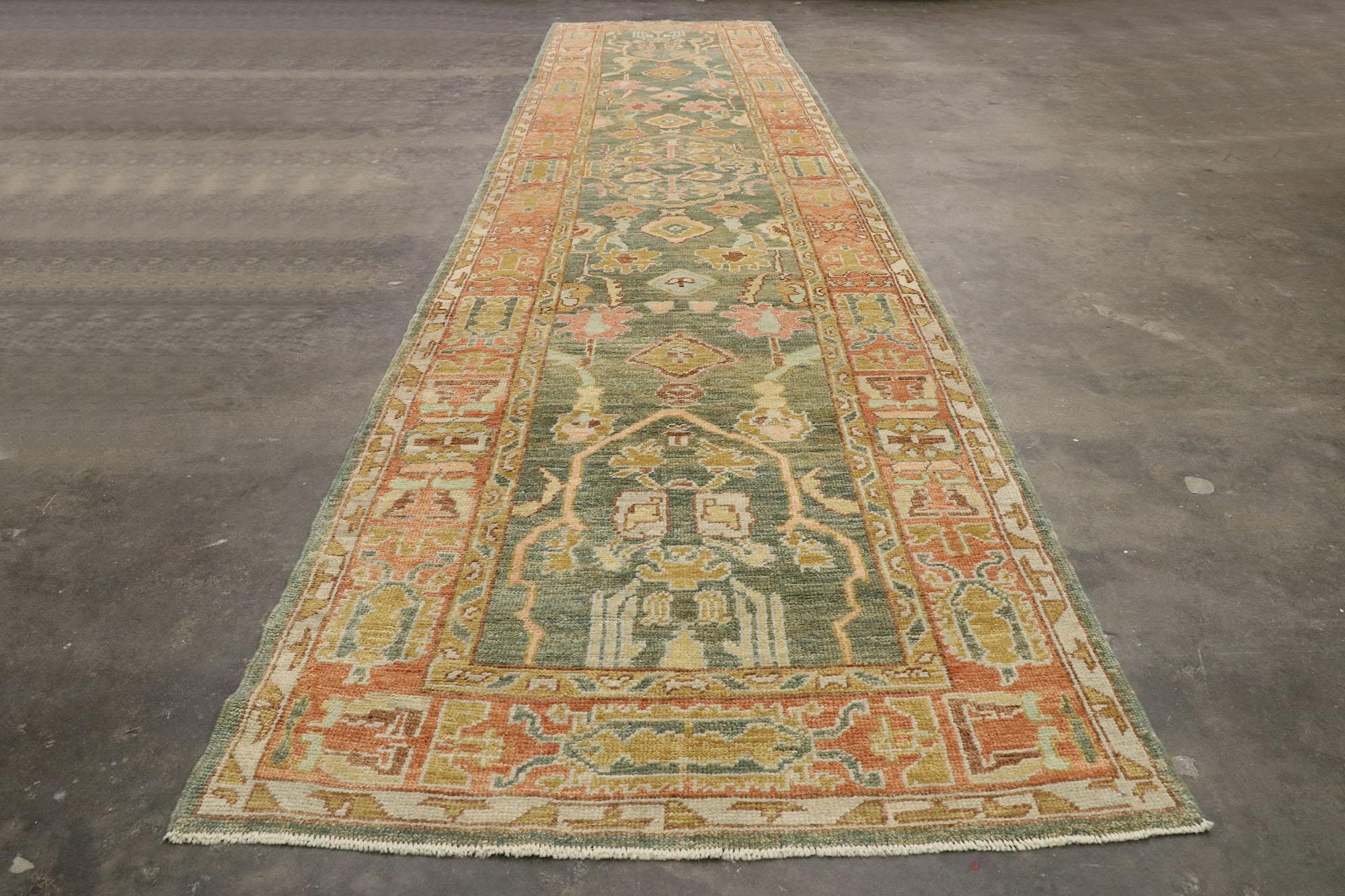 New Contemporary Turkish Oushak Runner with Modern Spanish Revival Style For Sale 2