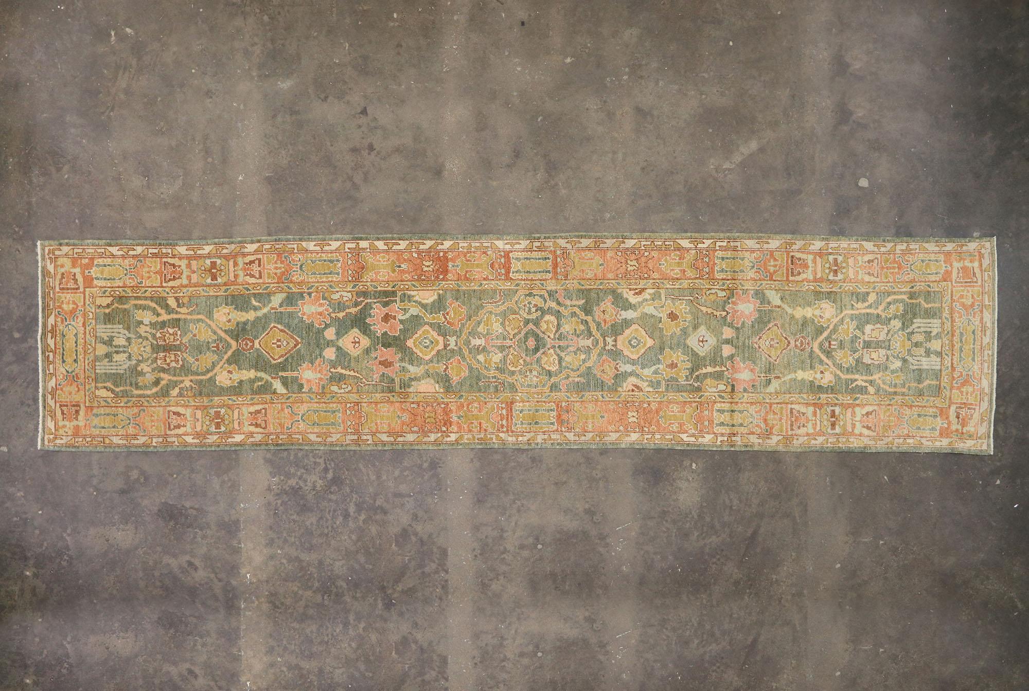 New Contemporary Turkish Oushak Runner with Modern Spanish Revival Style For Sale 3