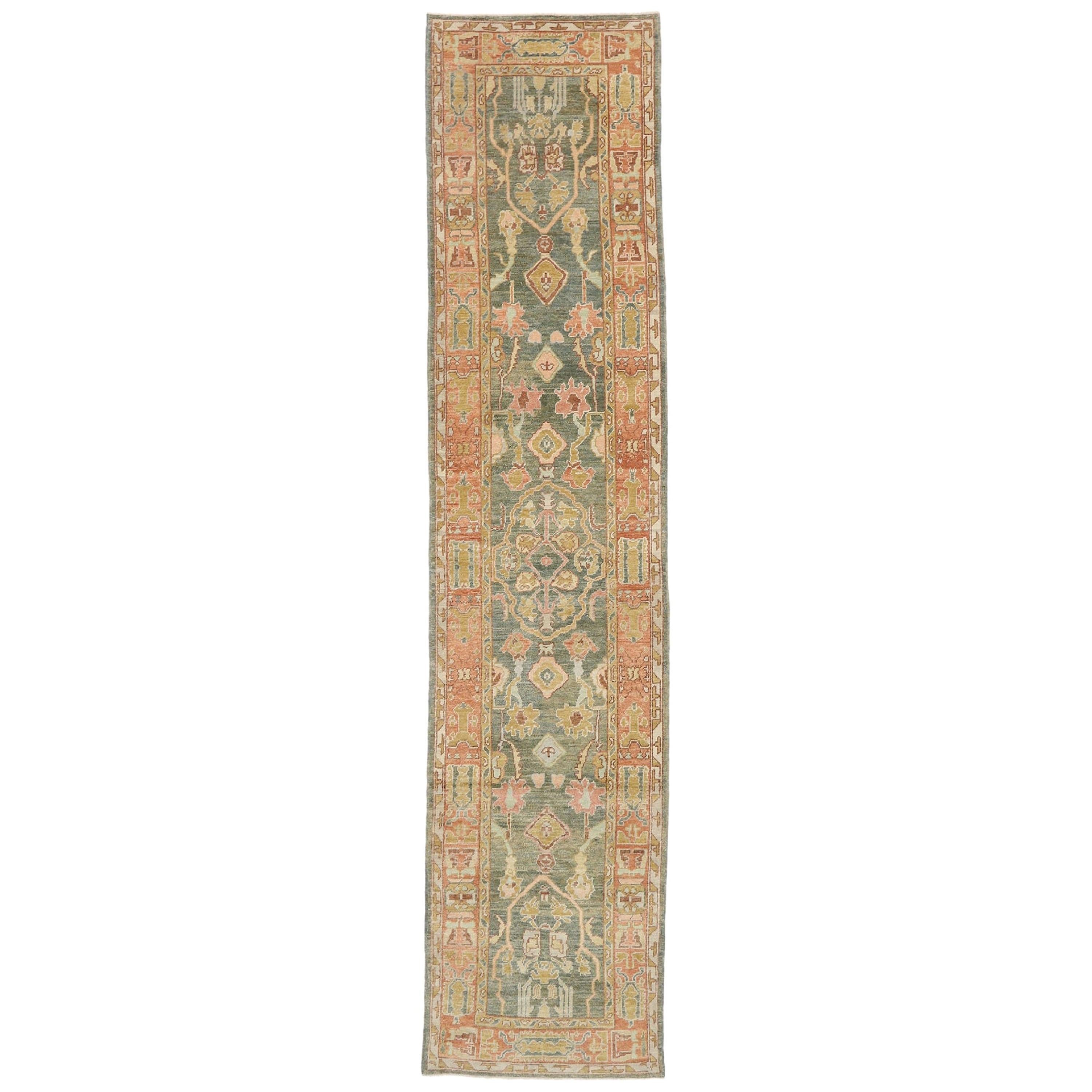 New Contemporary Turkish Oushak Runner with Modern Spanish Revival Style For Sale