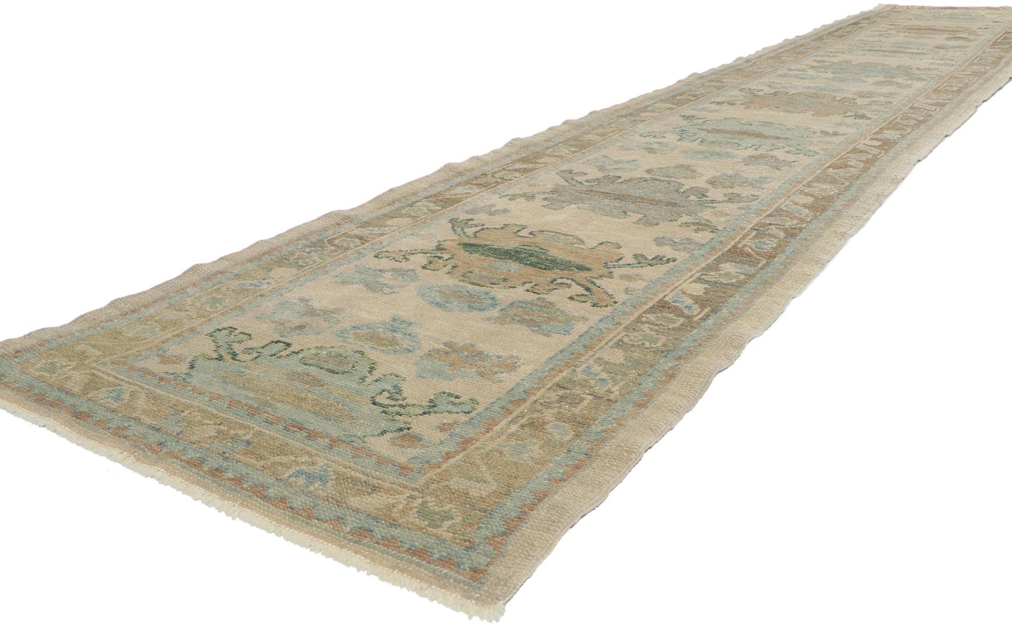 53792 New Contemporary Turkish Oushak runner with Modern Style, 03'00 x 16'04.