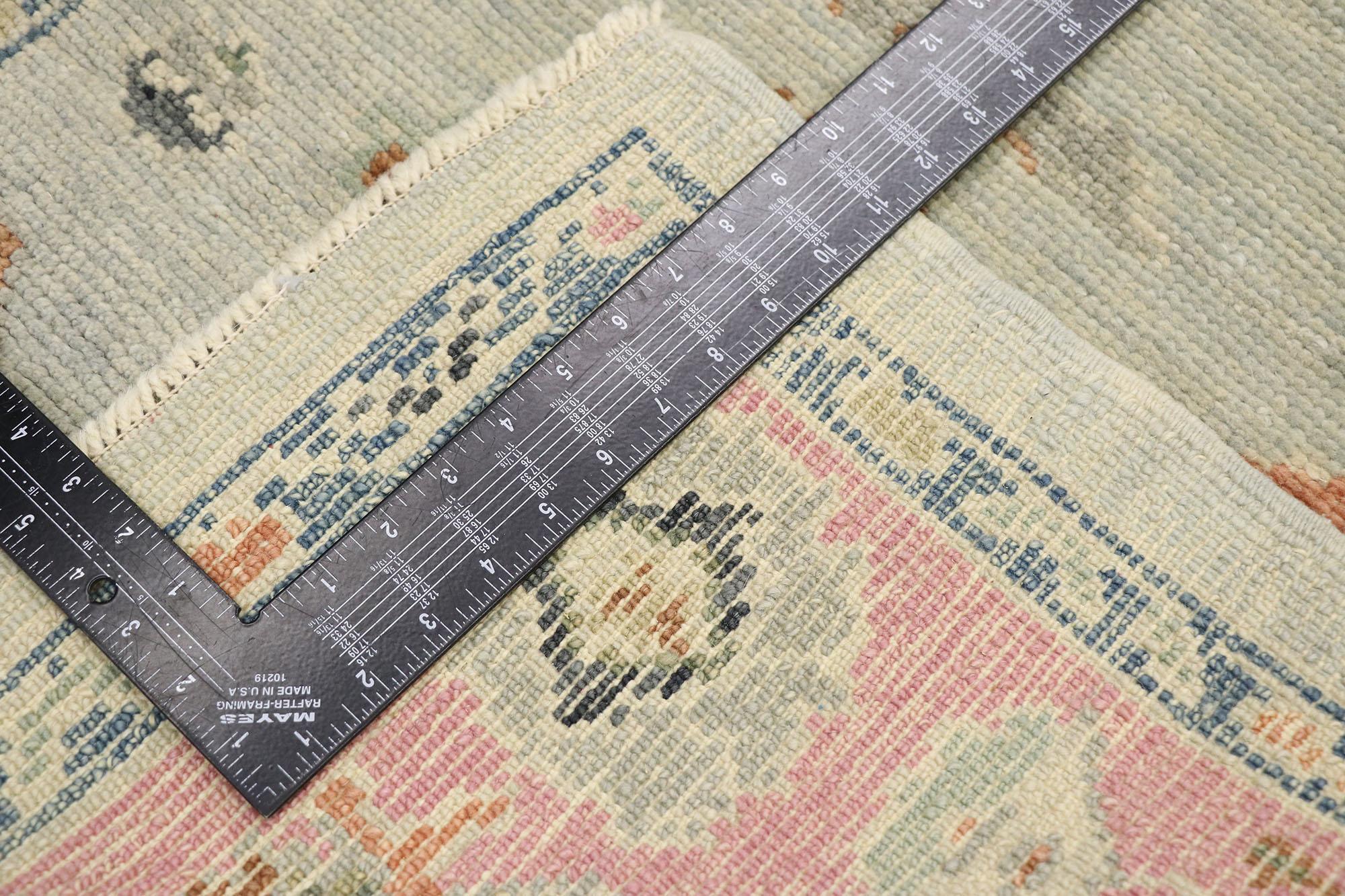 Wool New Contemporary Turkish Oushak Runner with Modern Style