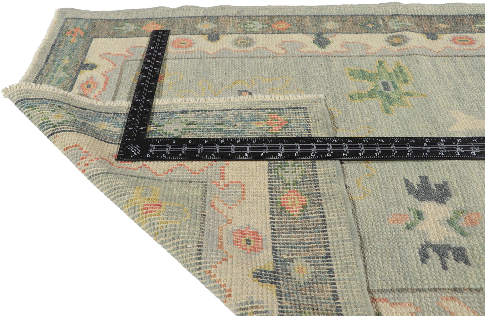 Wool New Contemporary Turkish Oushak Runner with Modern Style For Sale