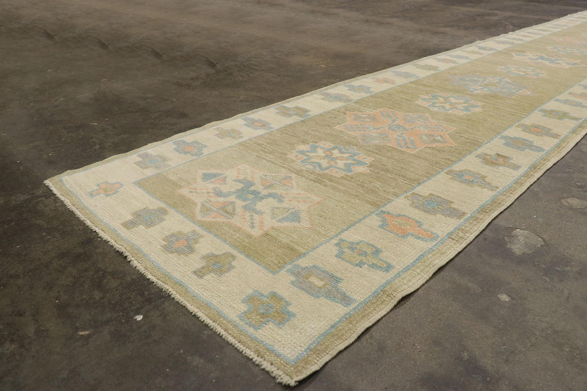 New Contemporary Turkish Oushak Runner with Modern Style For Sale 1