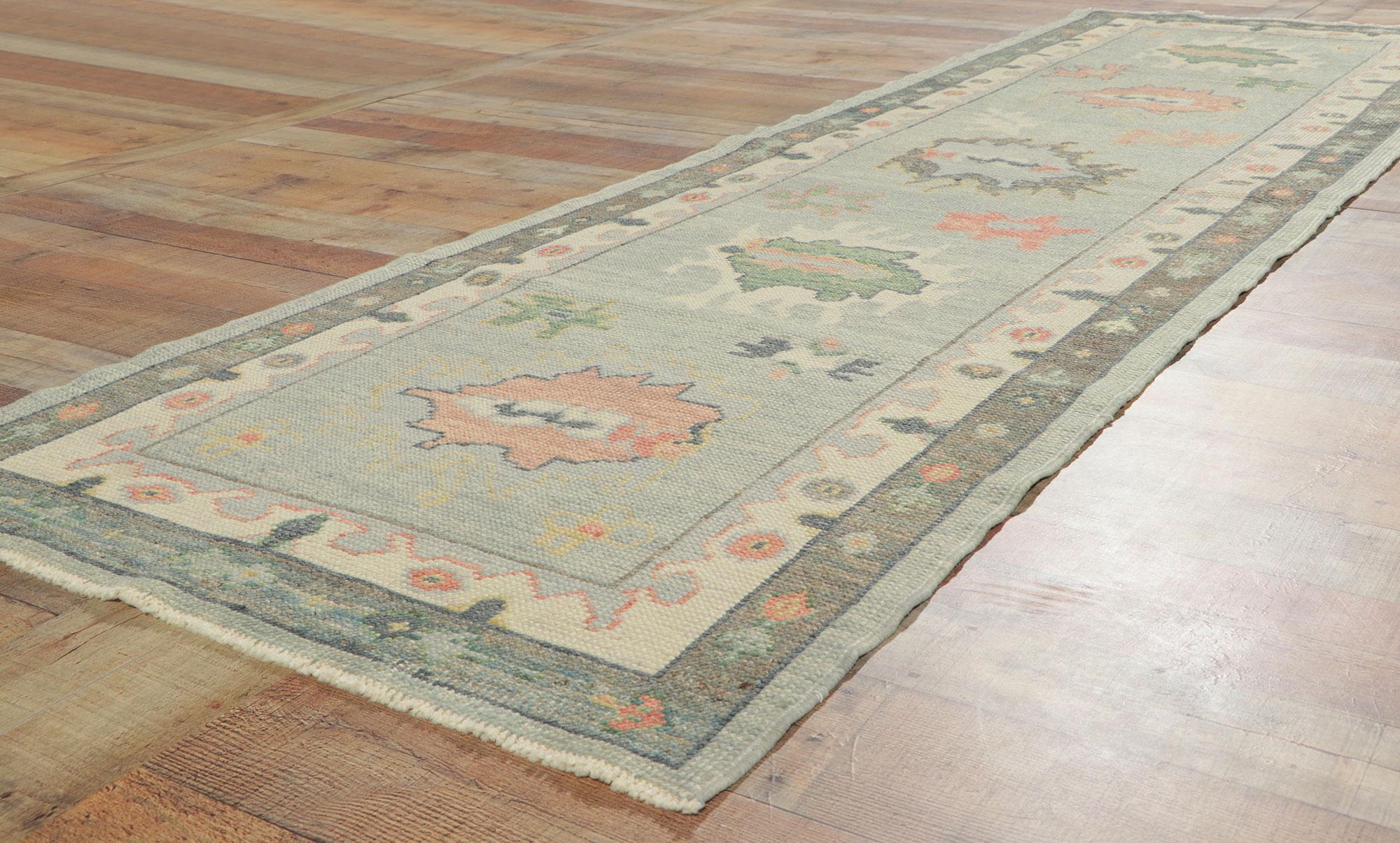 New Contemporary Turkish Oushak Runner with Modern Style For Sale 1