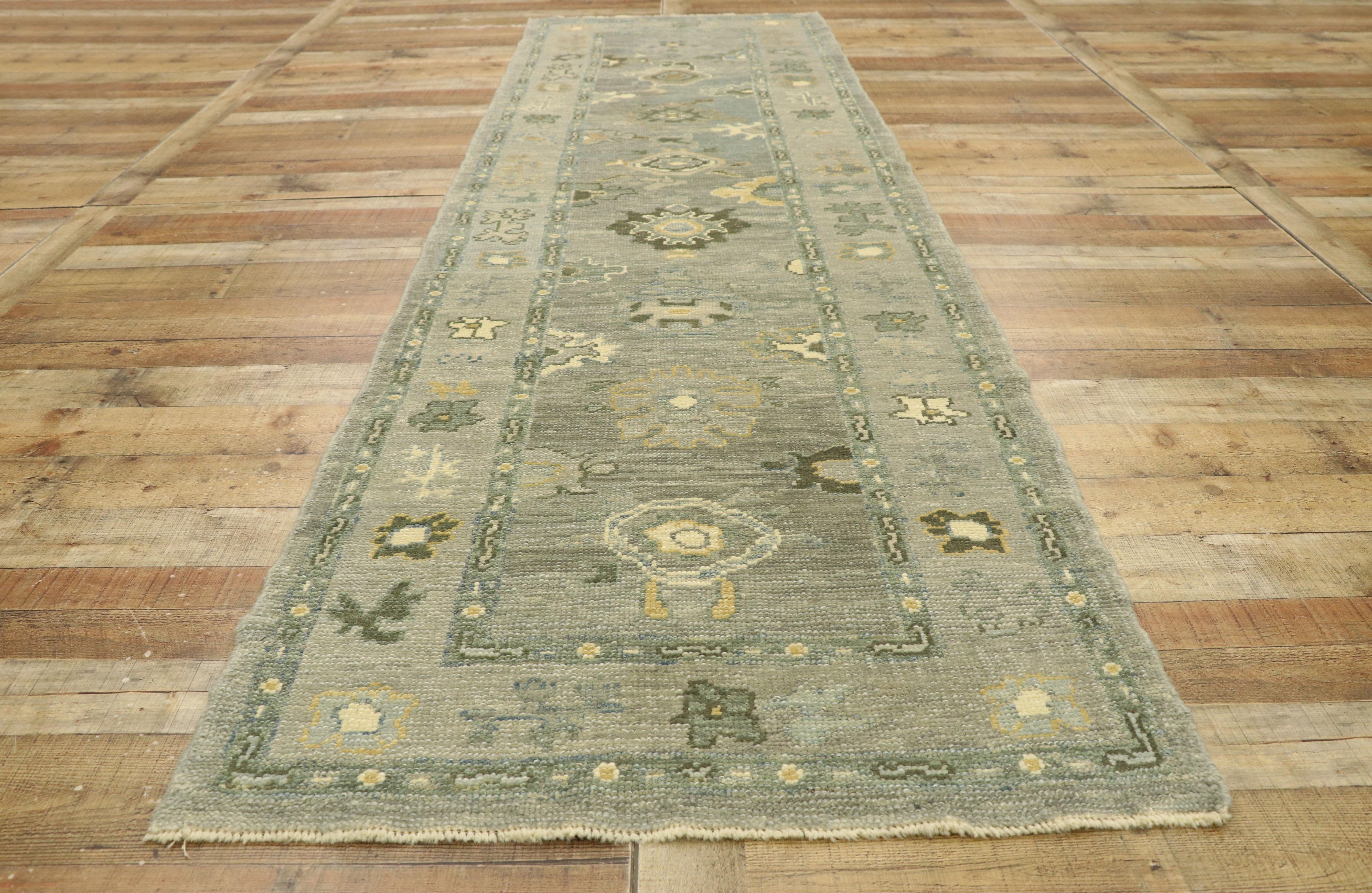 New Contemporary Turkish Oushak Runner with Modern Style For Sale 2