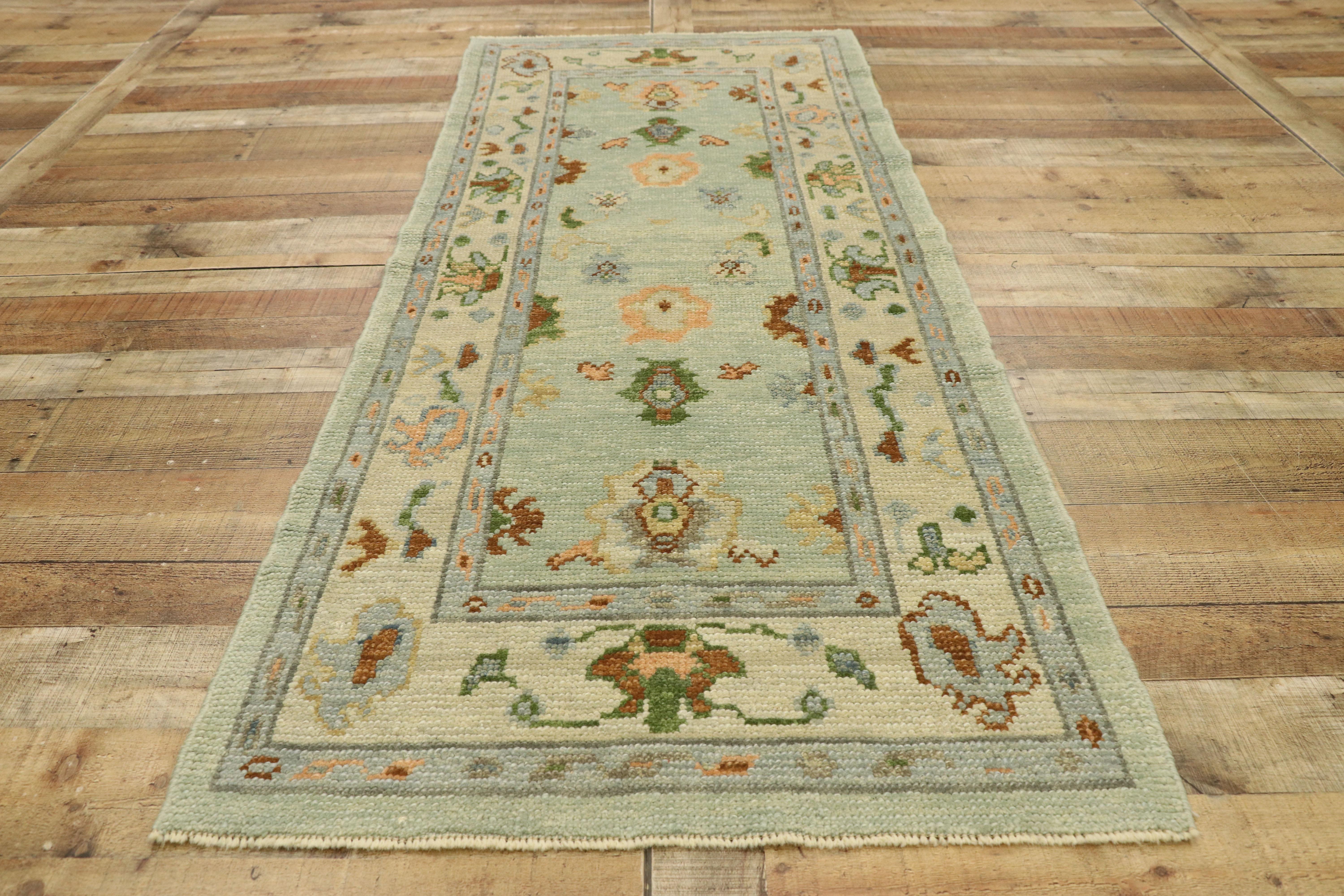 New Contemporary Turkish Oushak Runner with Modern Style 2