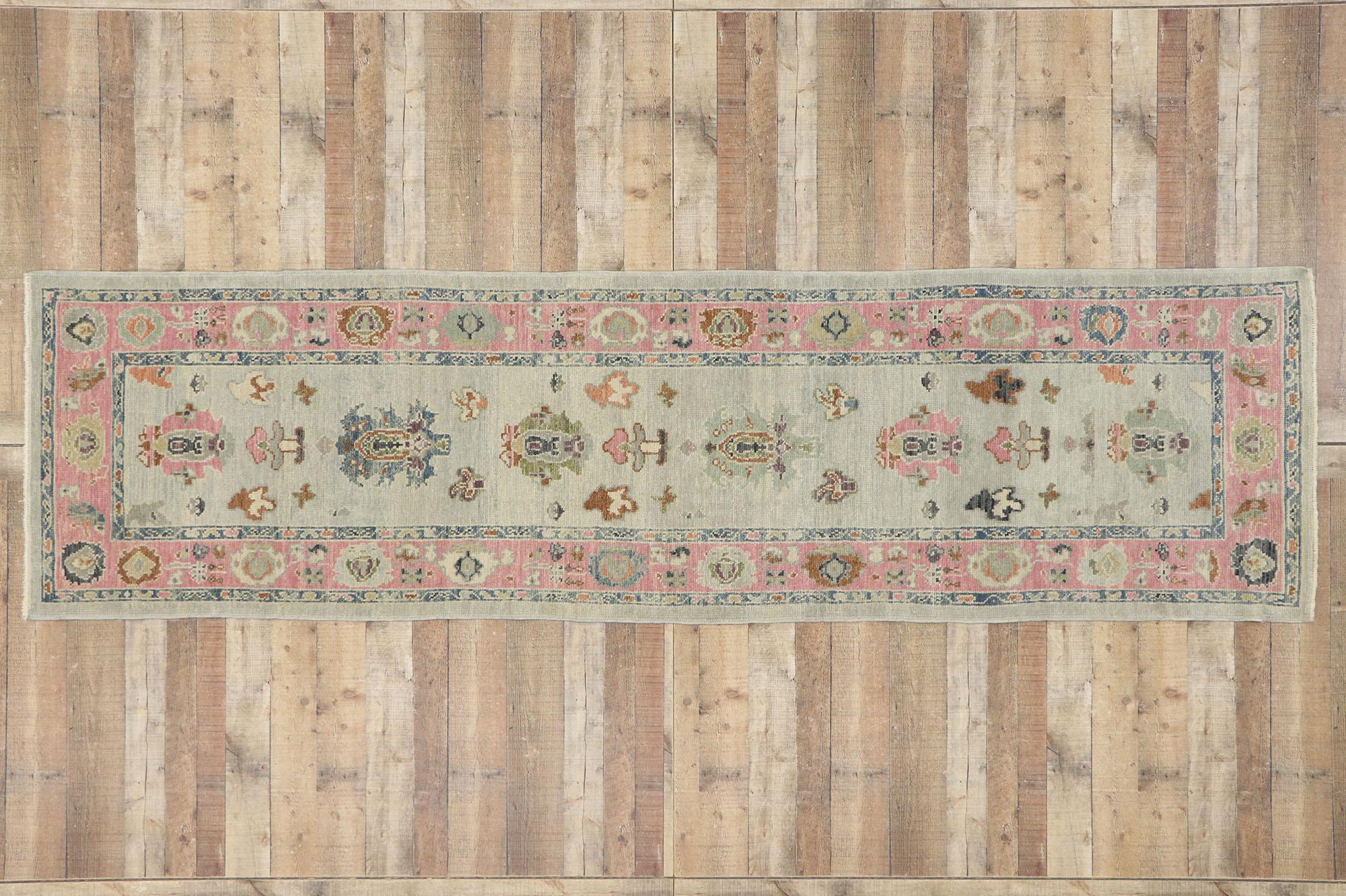 New Contemporary Turkish Oushak Runner with Modern Style 3