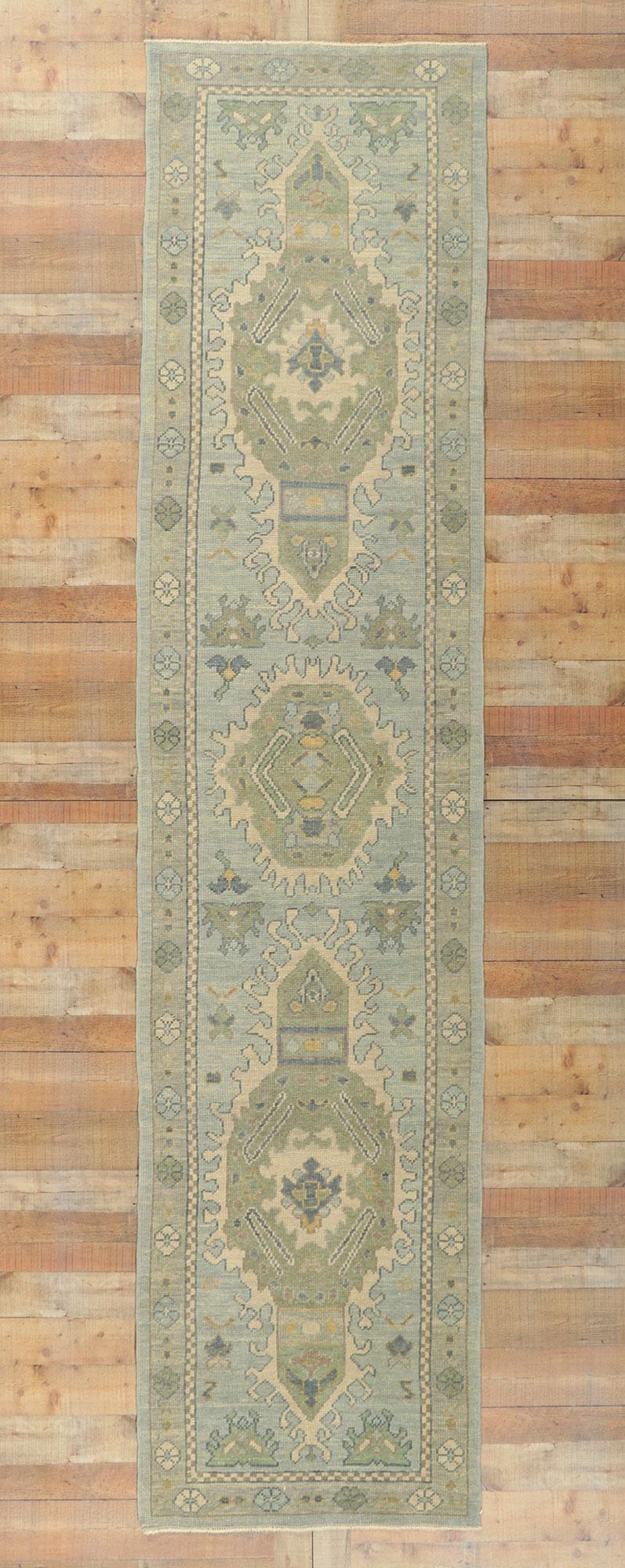 New Turkish Oushak Runner with Modern Style For Sale 2