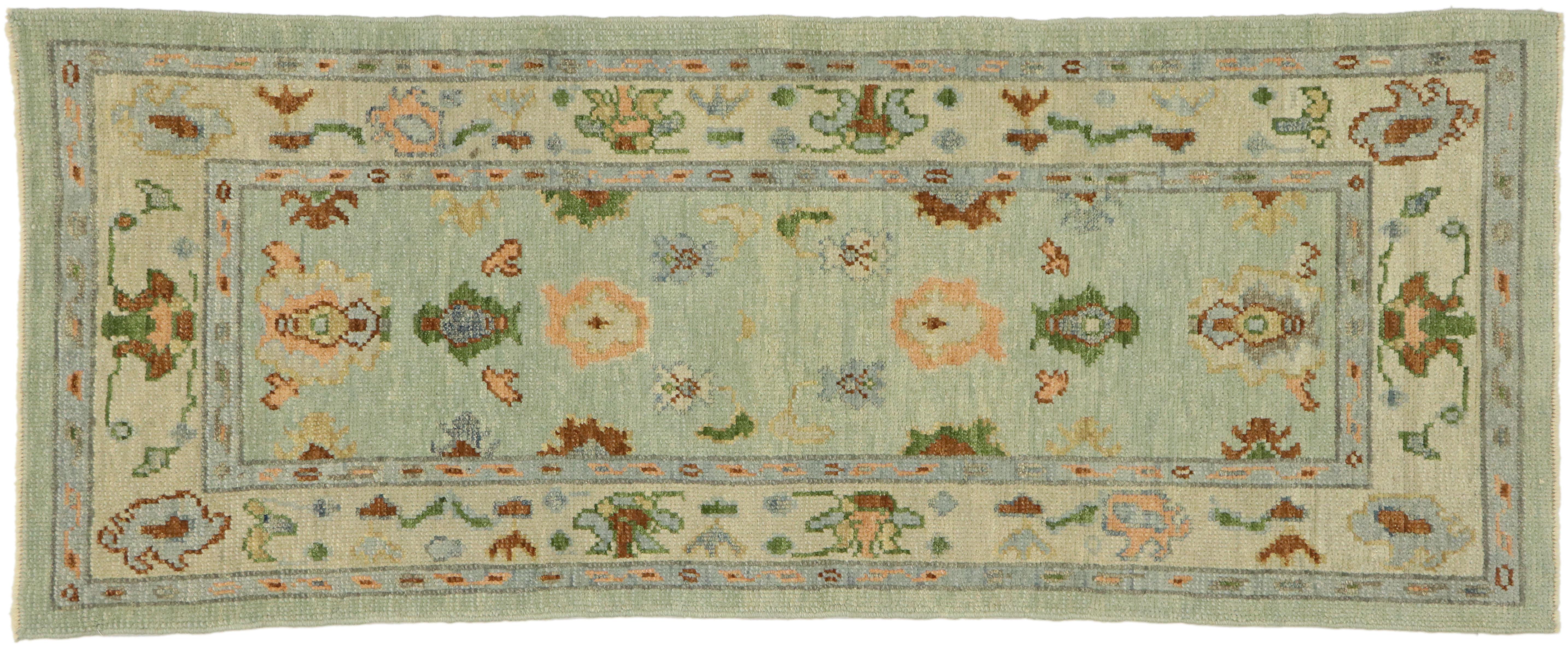 New Contemporary Turkish Oushak Runner with Modern Style 4