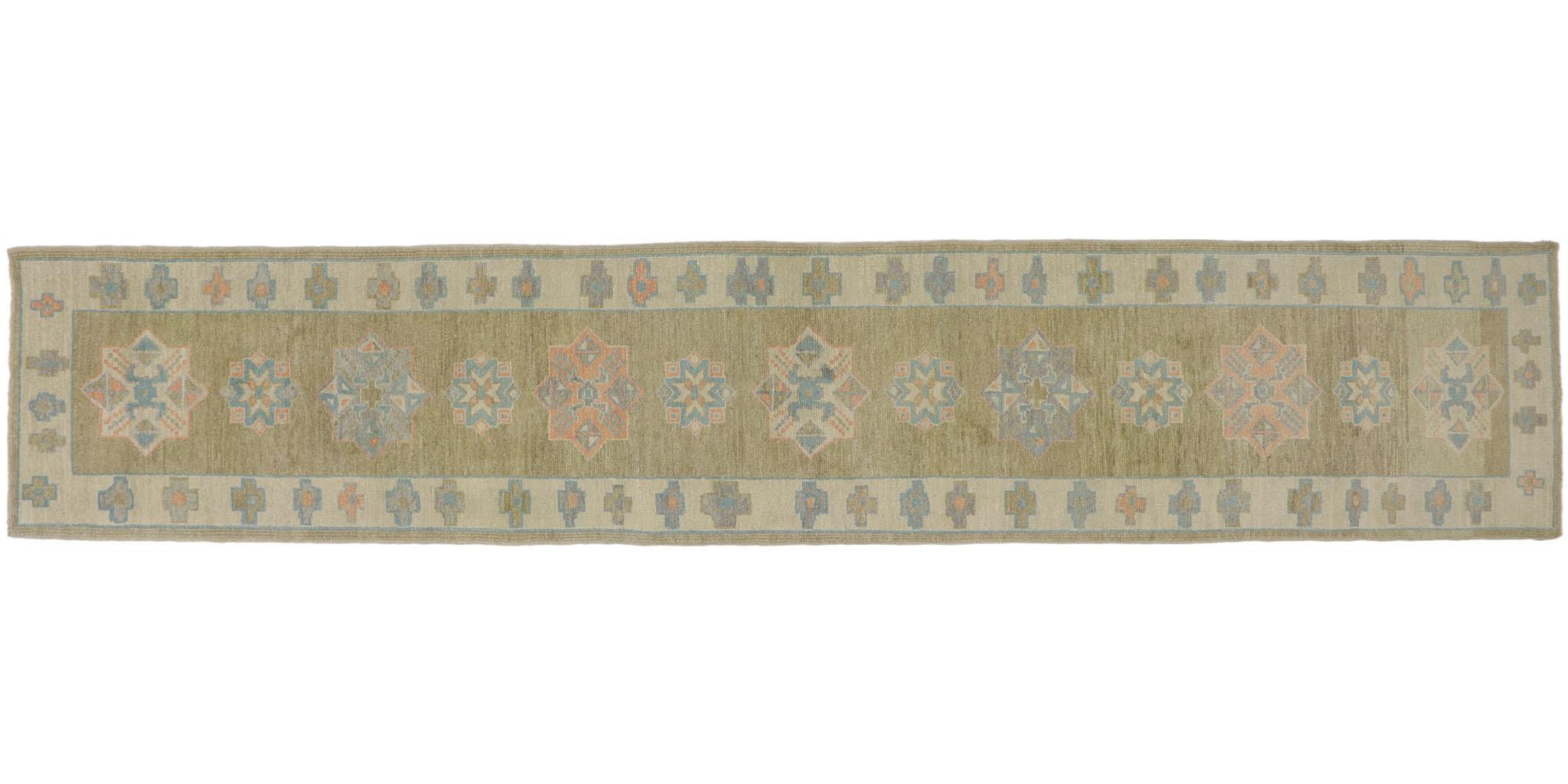 New Contemporary Turkish Oushak Runner with Modern Style For Sale 4