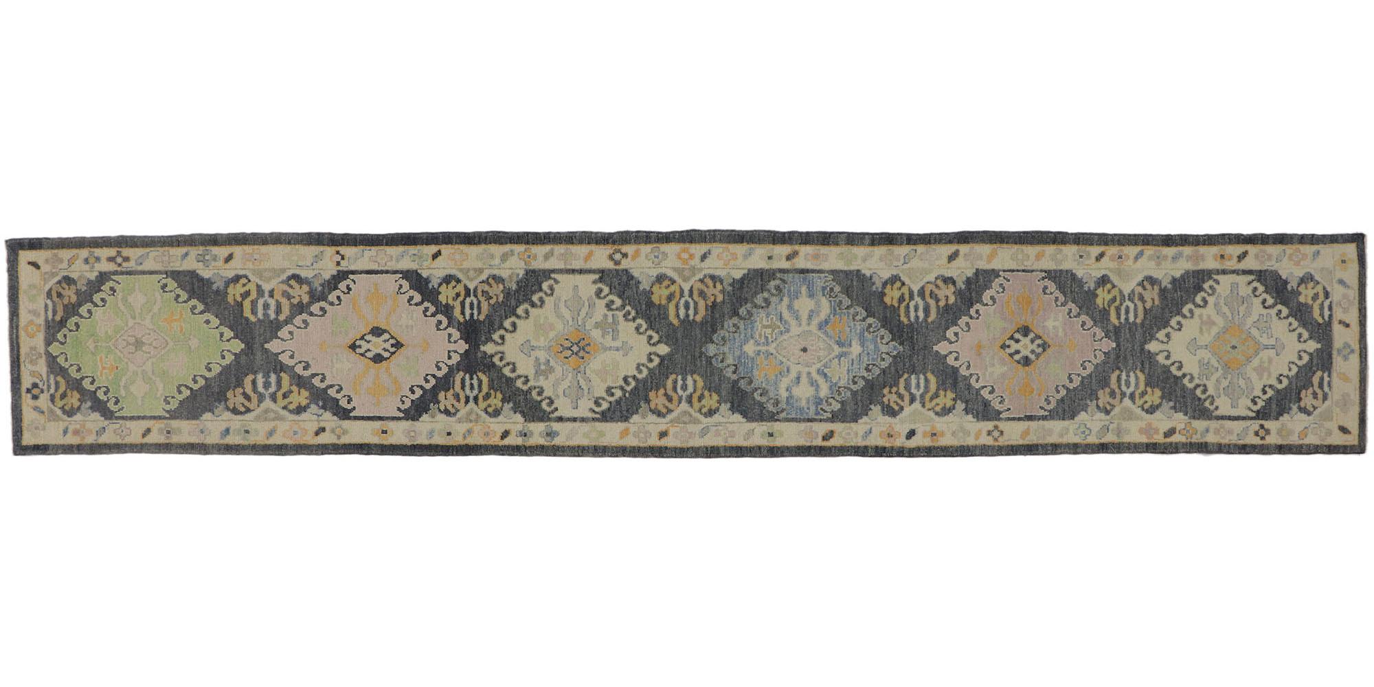 New Contemporary Turkish Oushak Runner with Modern Style For Sale 4