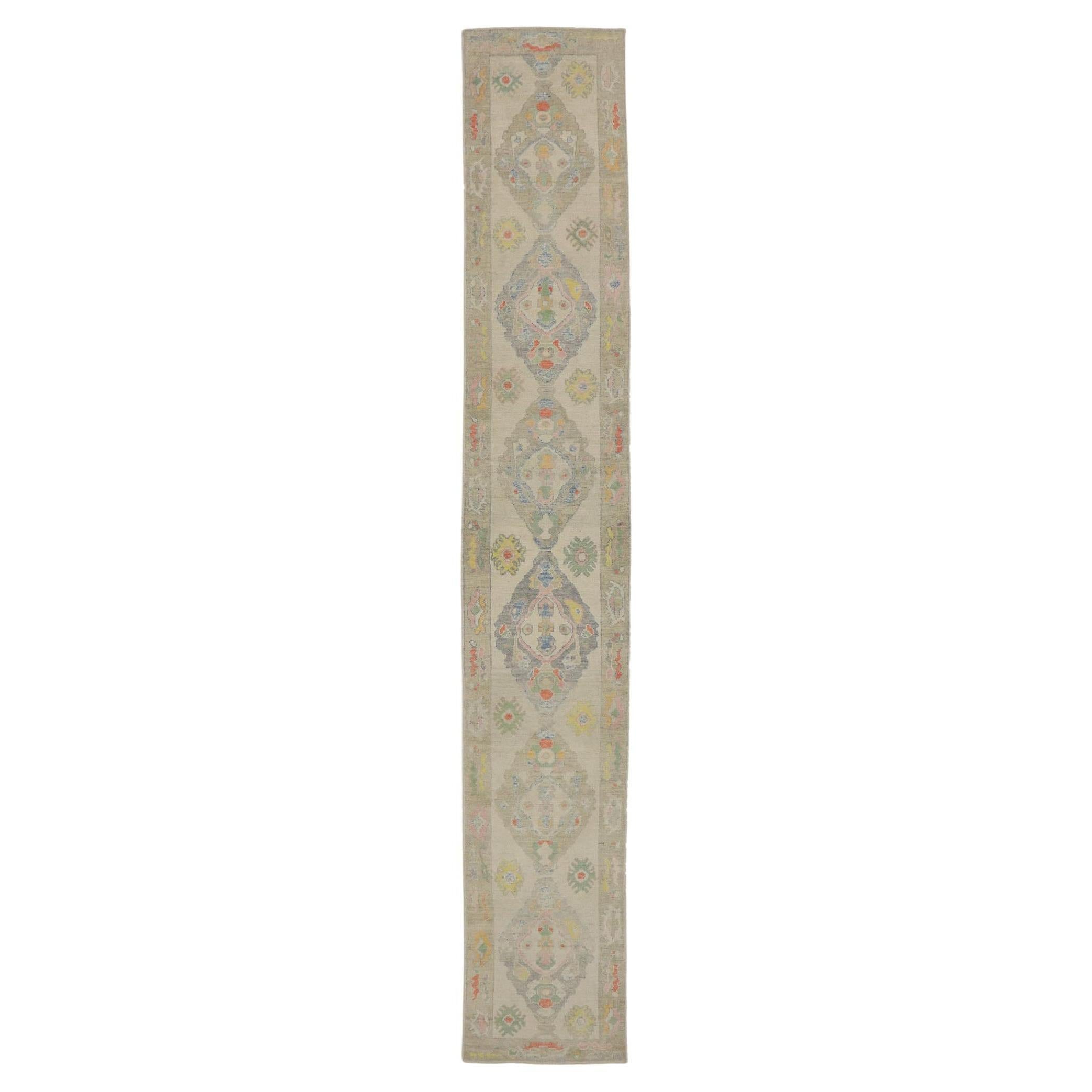 New Contemporary Turkish Oushak Runner with Modern Style For Sale