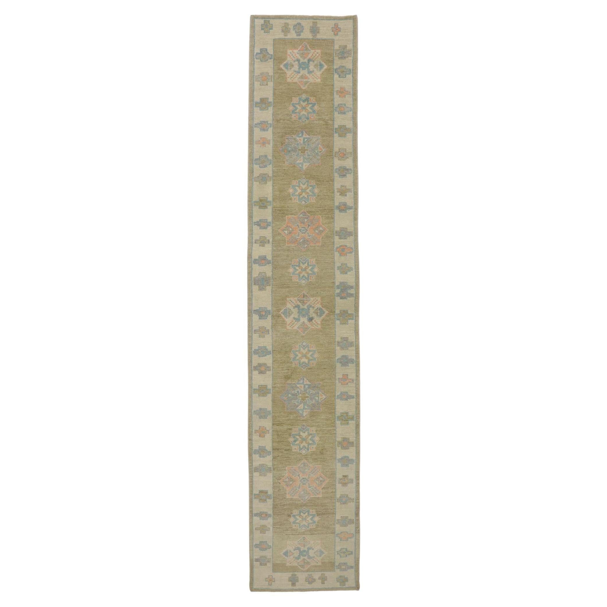 New Contemporary Turkish Oushak Runner with Modern Style For Sale