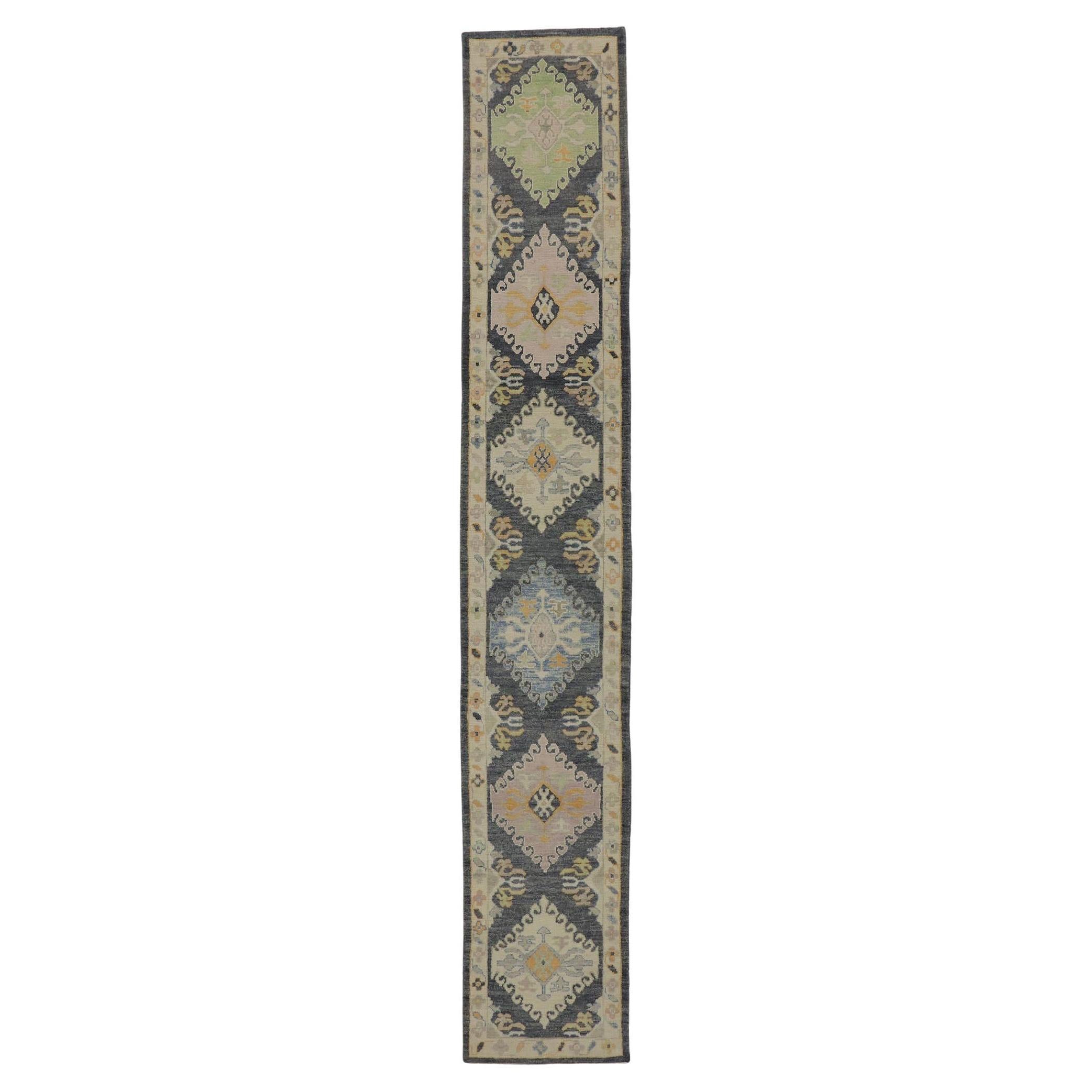 New Contemporary Turkish Oushak Runner with Modern Style For Sale