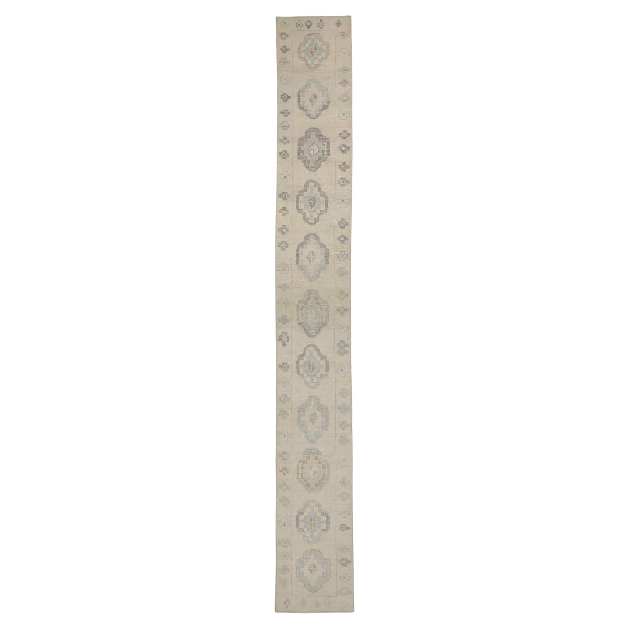New Contemporary Turkish Oushak Runner with Modern Style