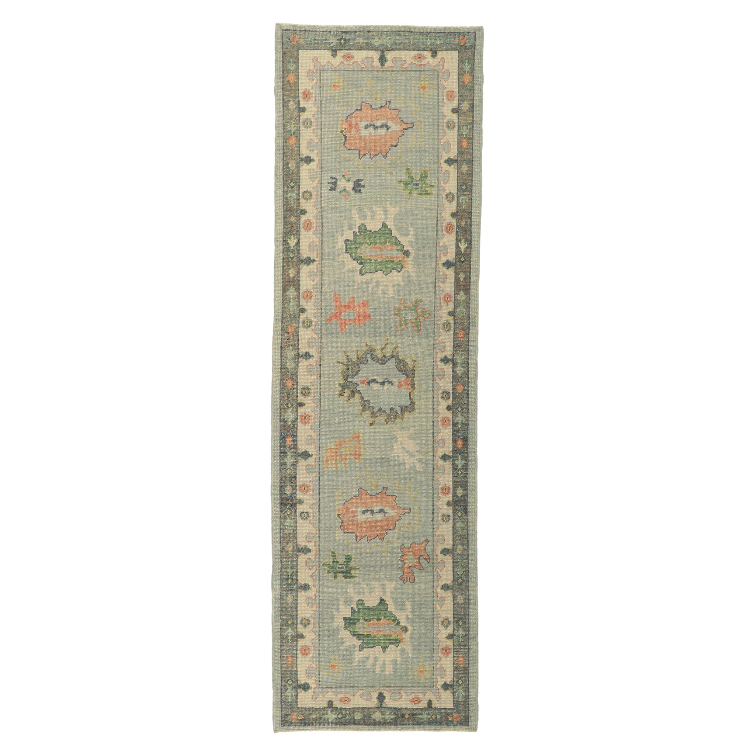 New Contemporary Turkish Oushak Runner with Modern Style