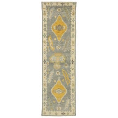 New Contemporary Turkish Oushak Runner with Modern Style, Hallway Runner