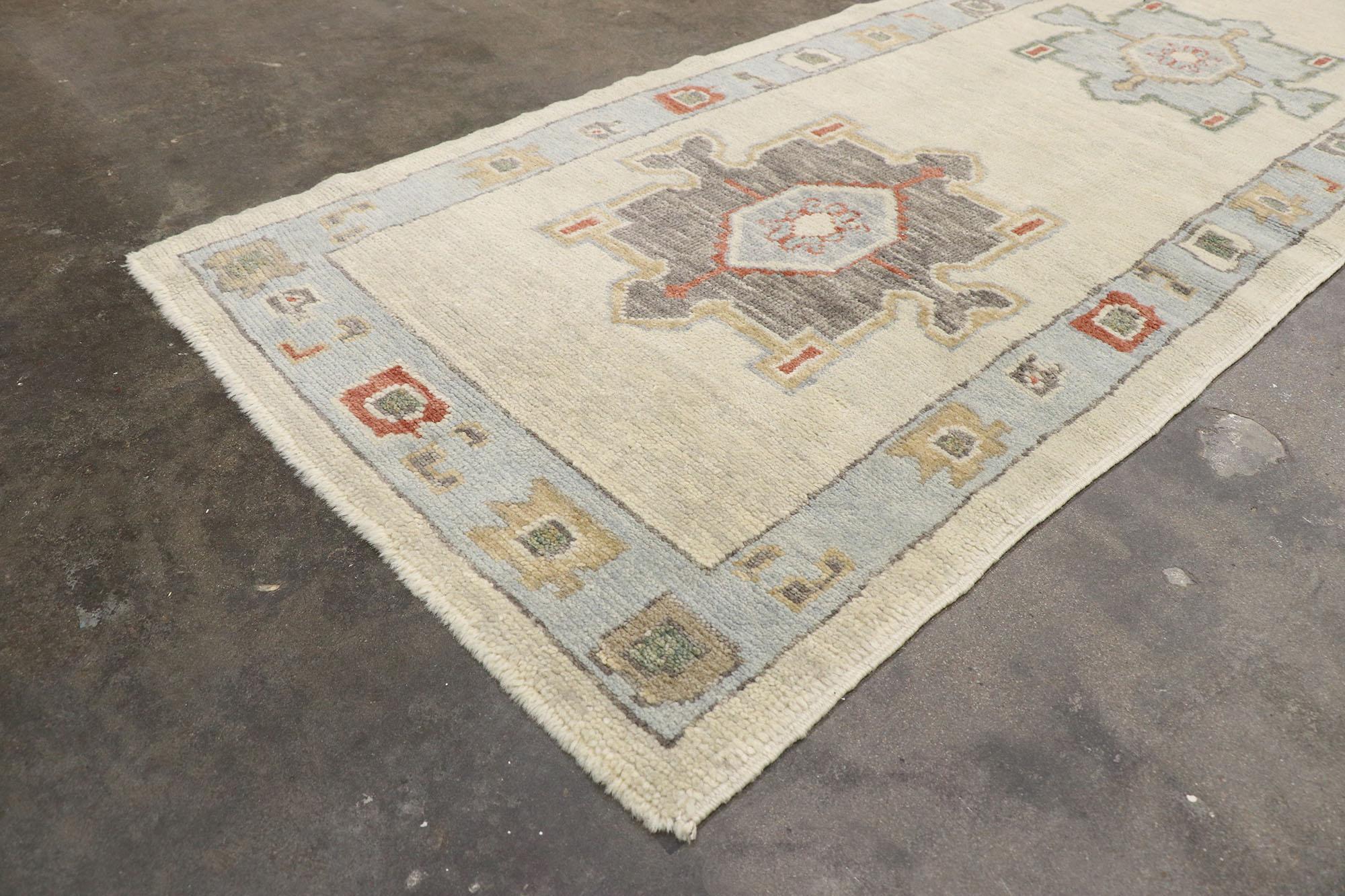 New Contemporary Turkish Oushak Runner with Modern Transitional Style For Sale 1