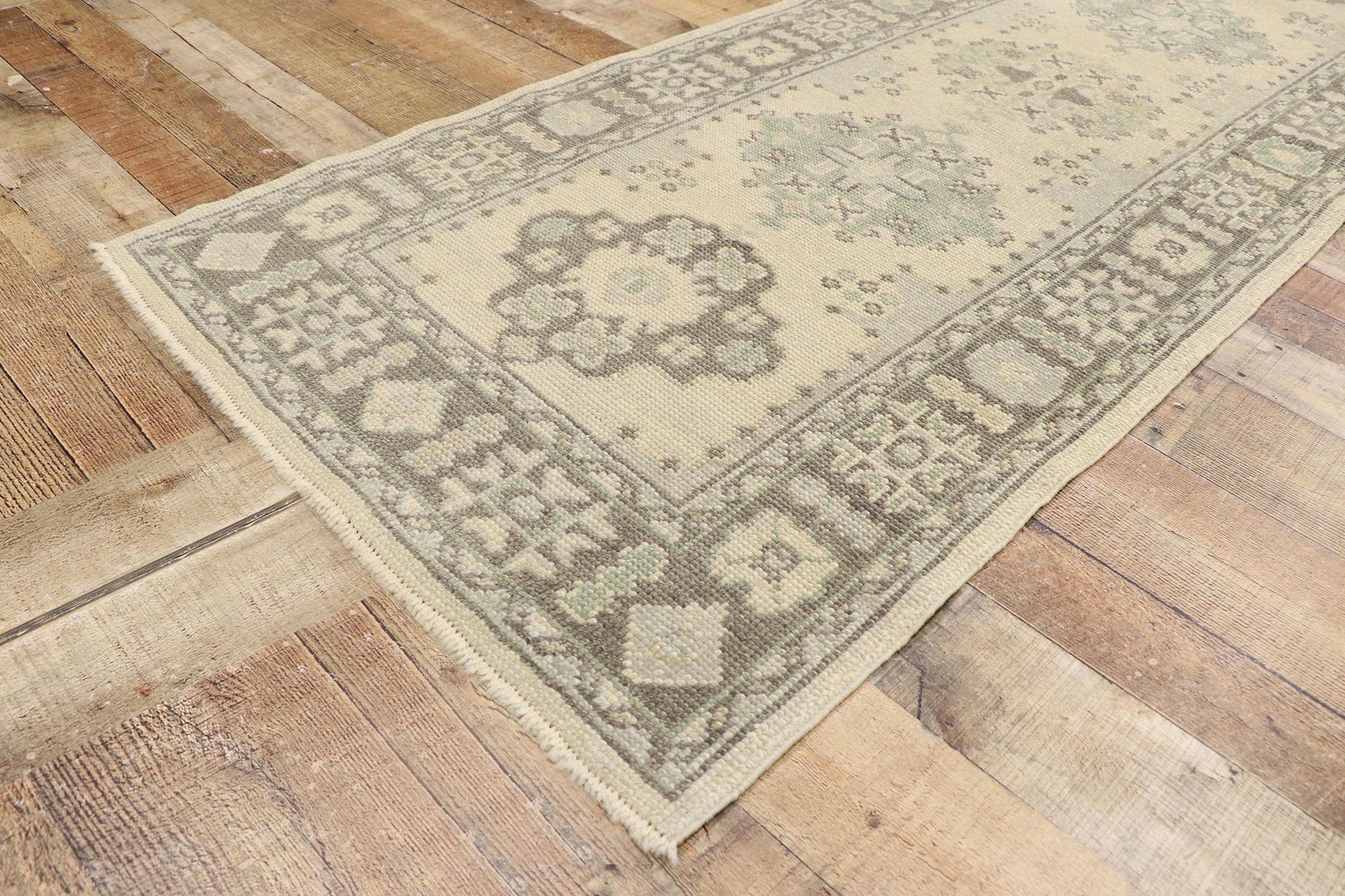 New Contemporary Turkish Oushak Runner with Modern Transitional Style For Sale 1