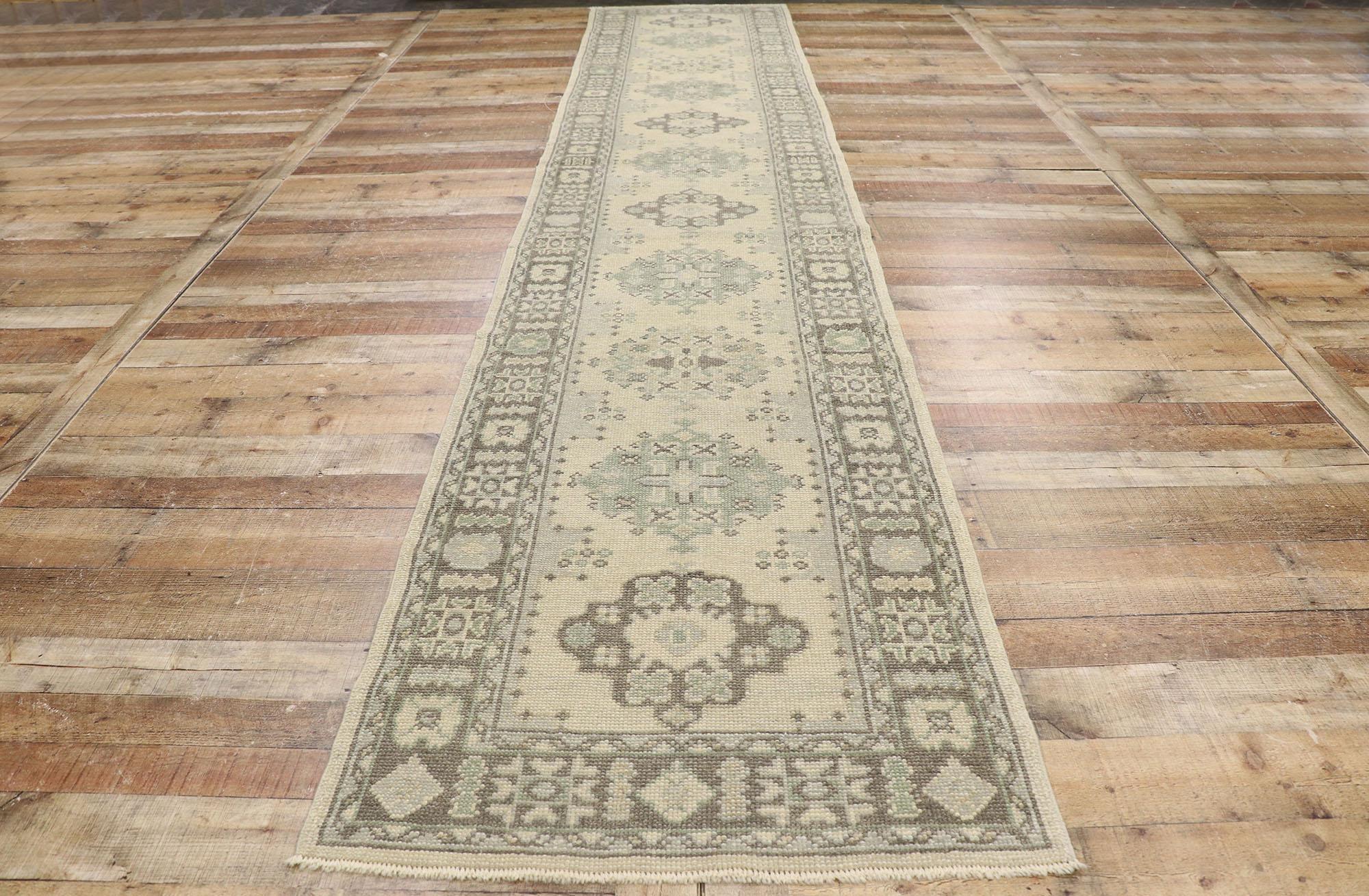 New Contemporary Turkish Oushak Runner with Modern Transitional Style For Sale 2
