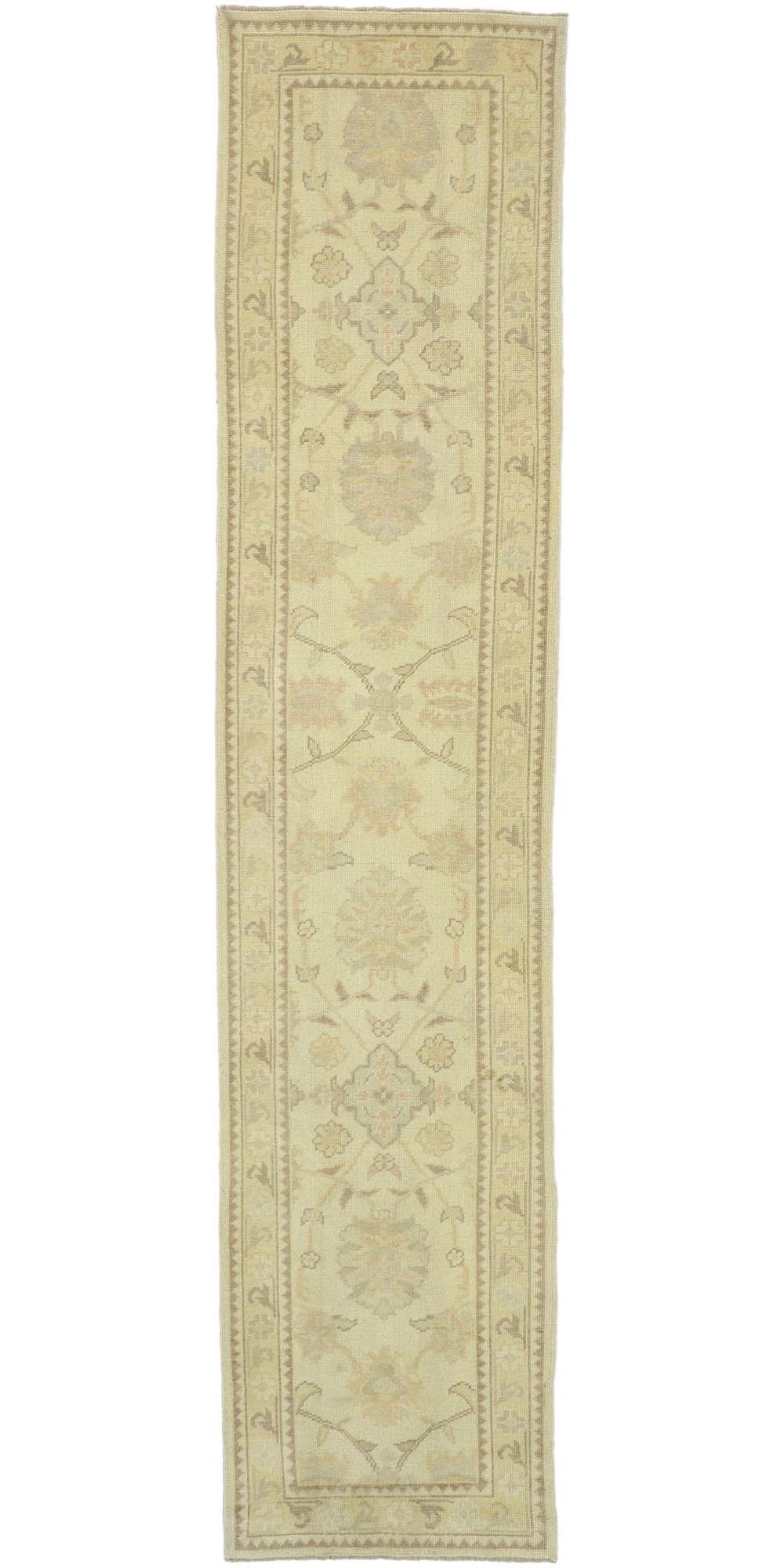 New Contemporary Turkish Oushak Runner with Modern Transitional Style For Sale 4