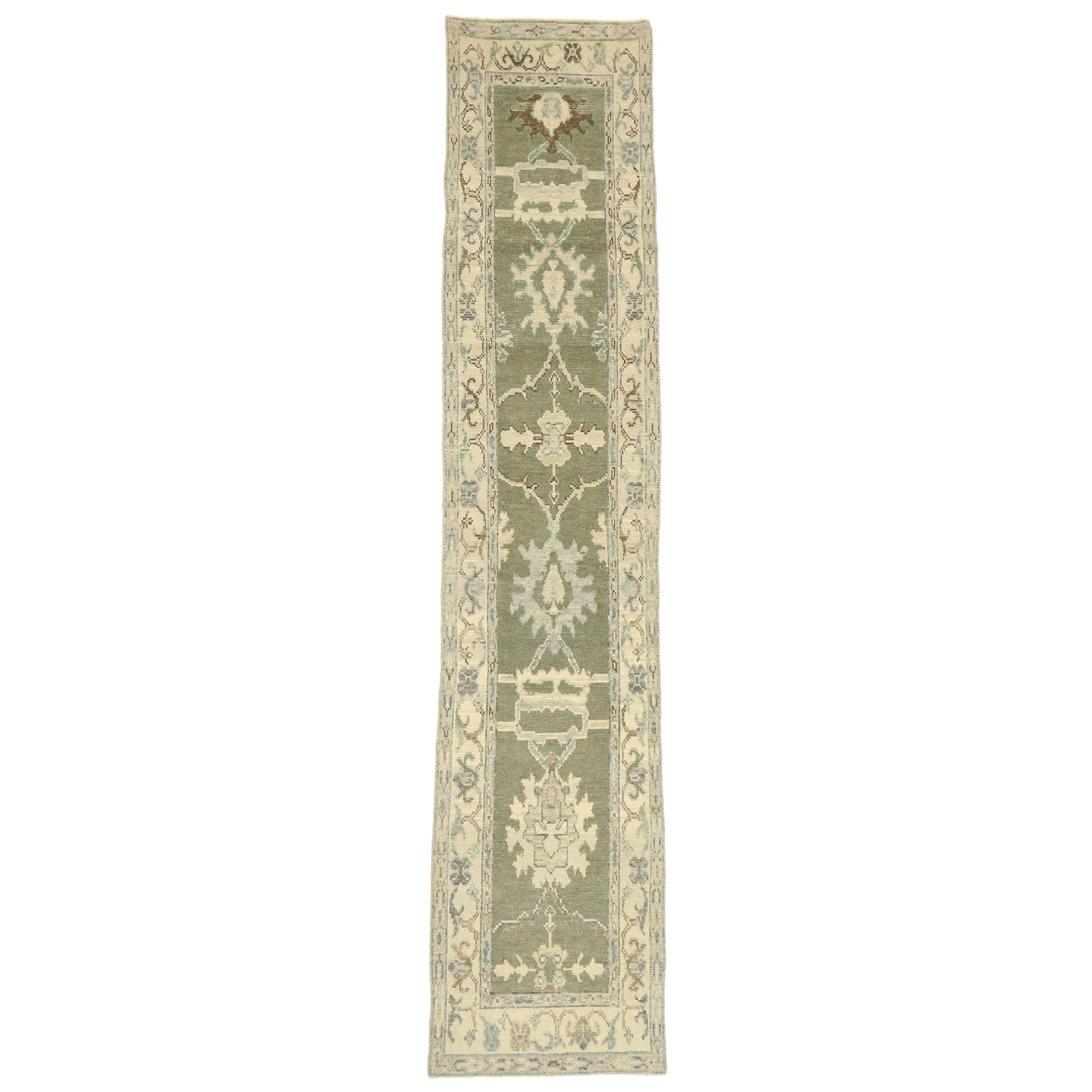 New Contemporary Turkish Oushak Runner with Modern Transitional Style