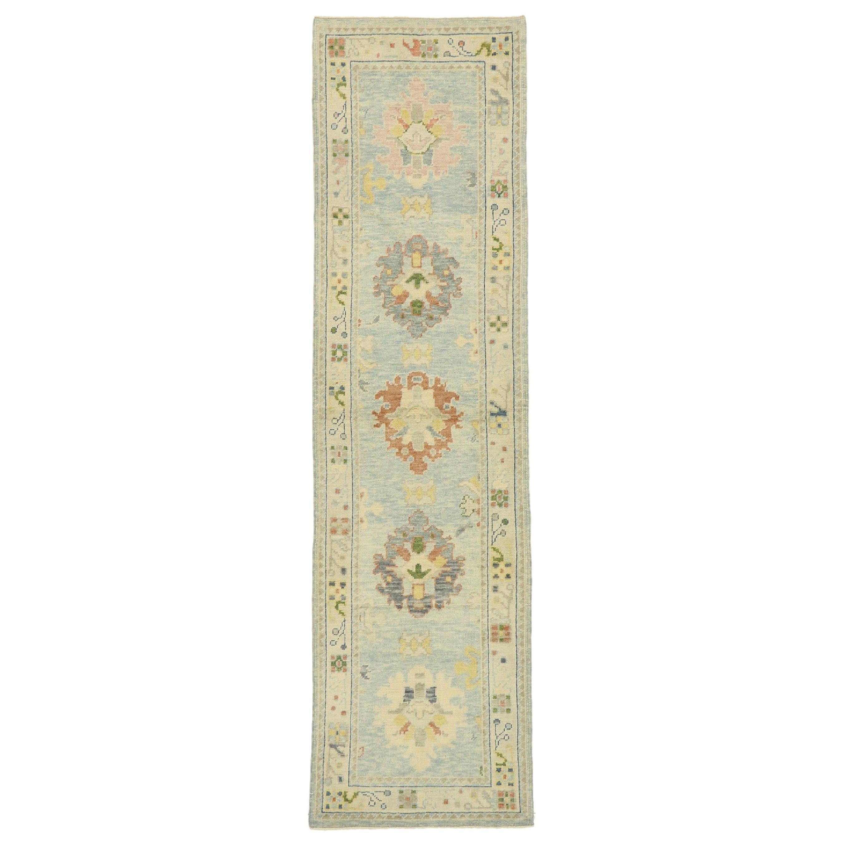 Vintage Turkish Oushak Runner with French Country Style, Hallway Runner