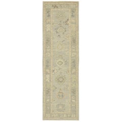 New Contemporary Turkish Oushak Runner with Modern Transitional Style