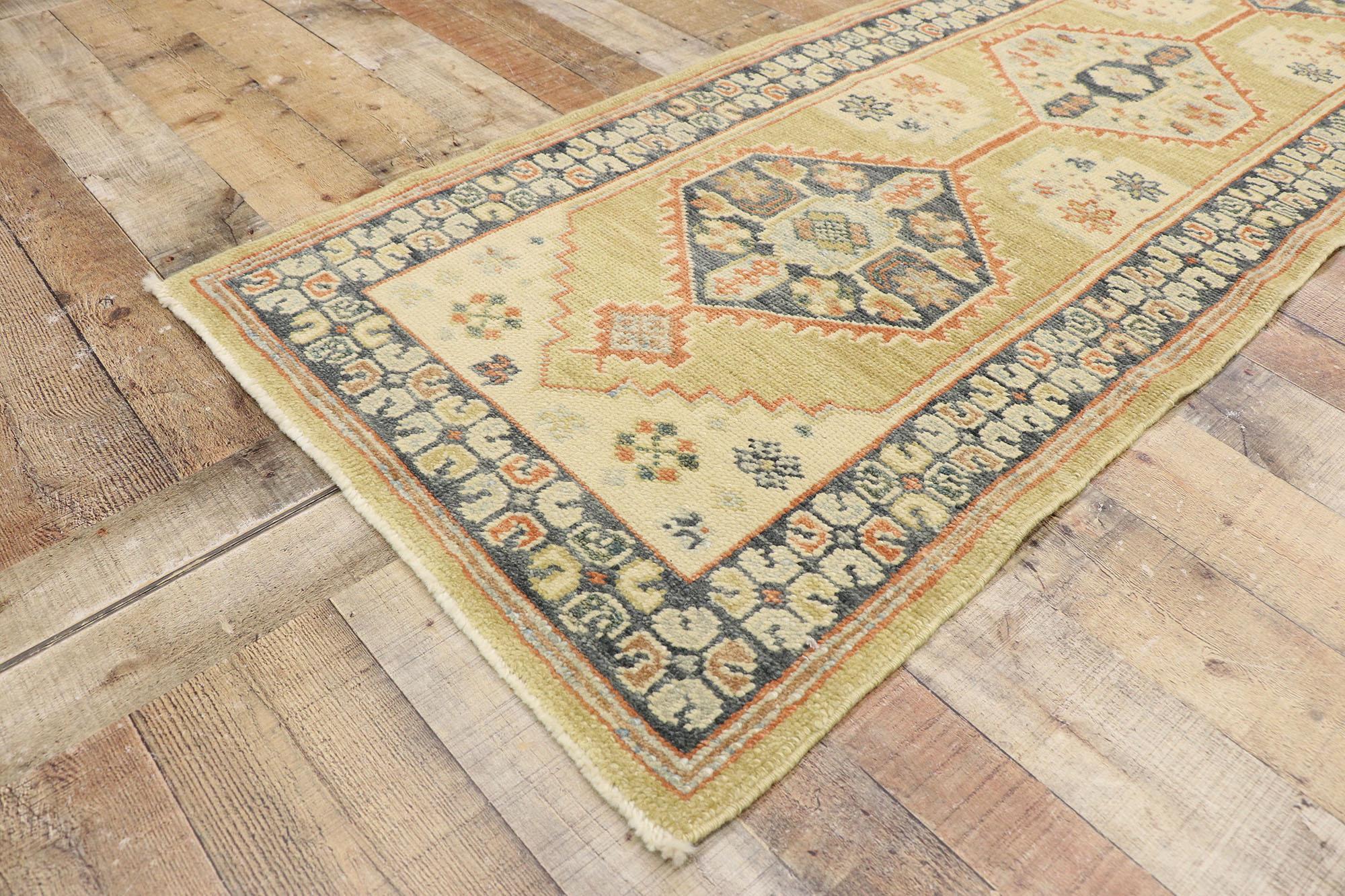 New Contemporary Turkish Oushak Runner with Modern Tribal Style For Sale 1