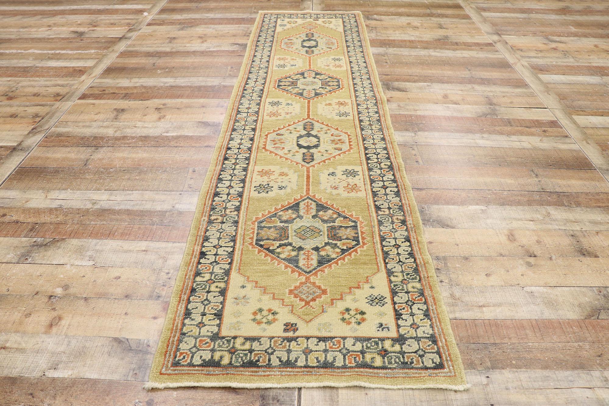 New Contemporary Turkish Oushak Runner with Modern Tribal Style For Sale 2