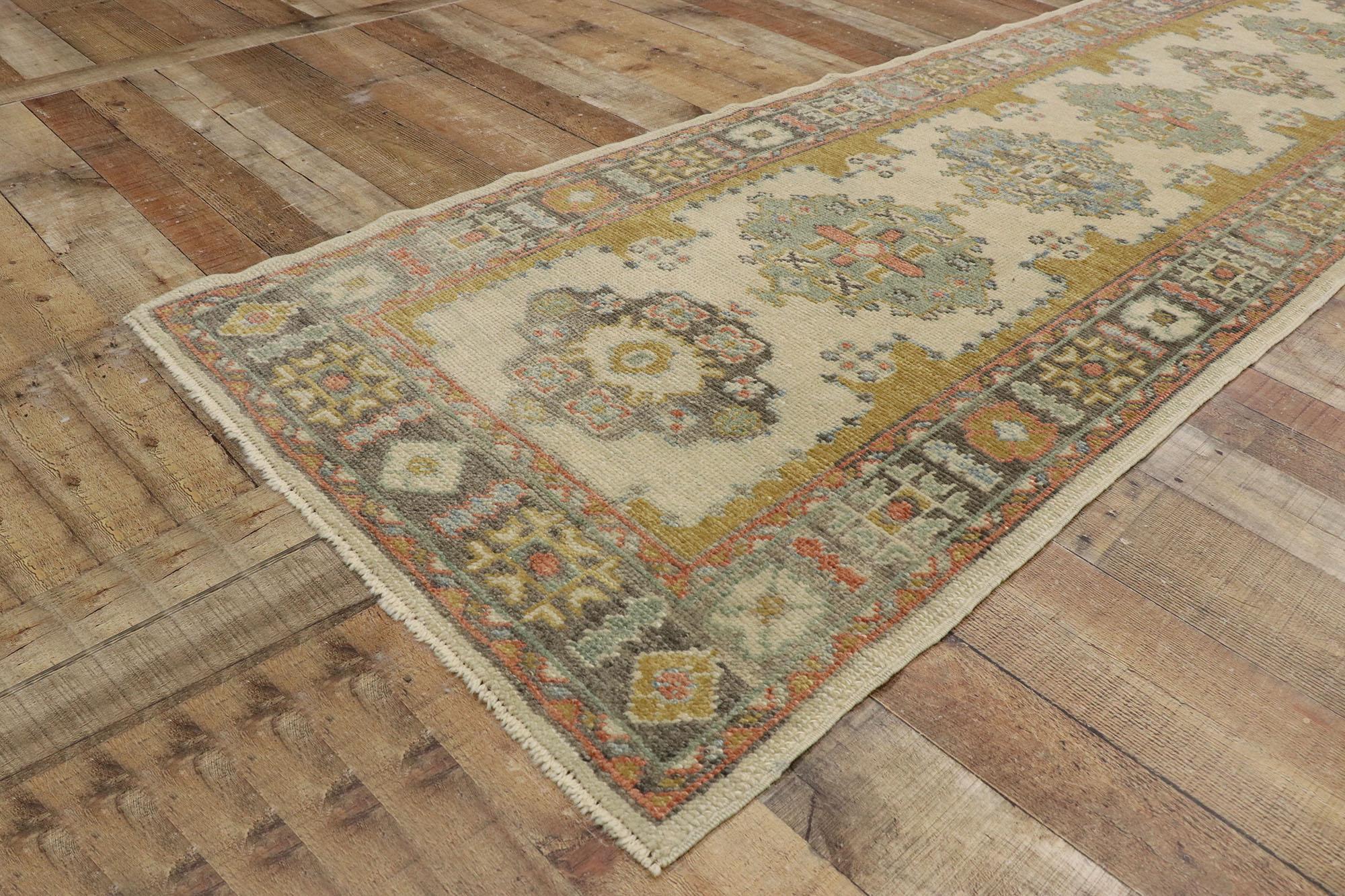 New Contemporary Turkish Oushak Runner with Transitional Modern Style For Sale 2