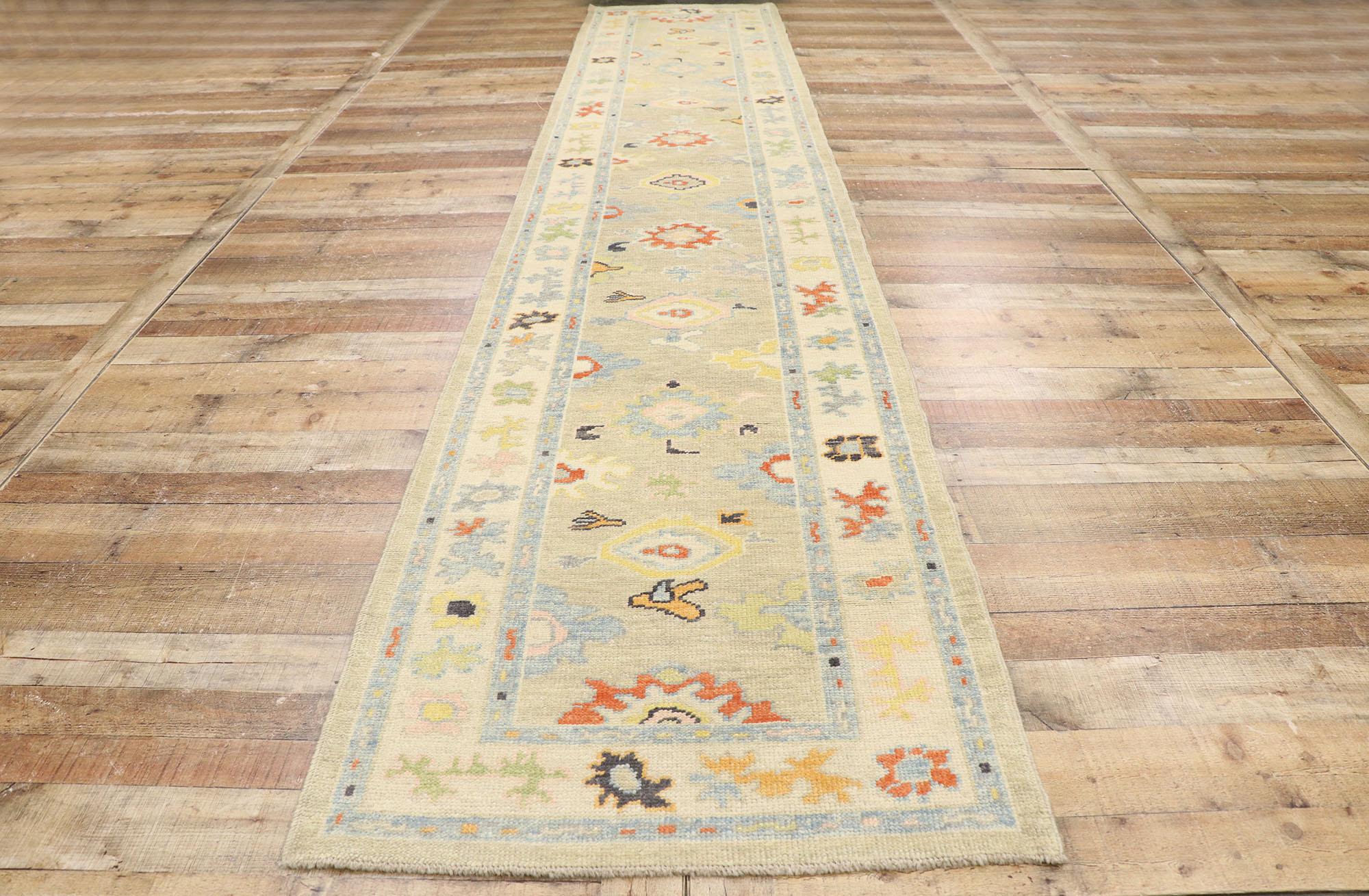 New Contemporary Turkish Oushak Runner with Transitional Modern Style For Sale 2